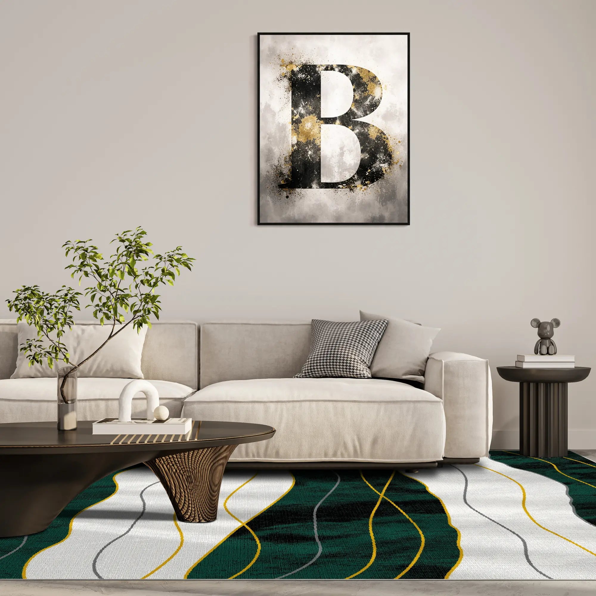 Emerald Horizon Fluid Abstract Rug
