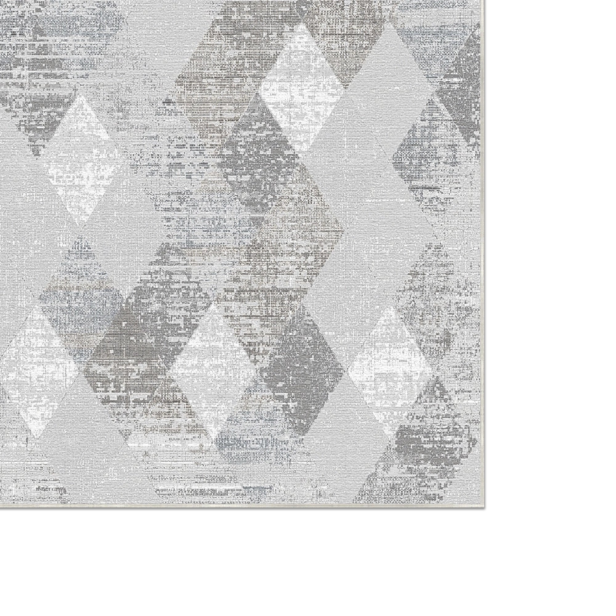 Silver Prism Distressed Geometric Rug