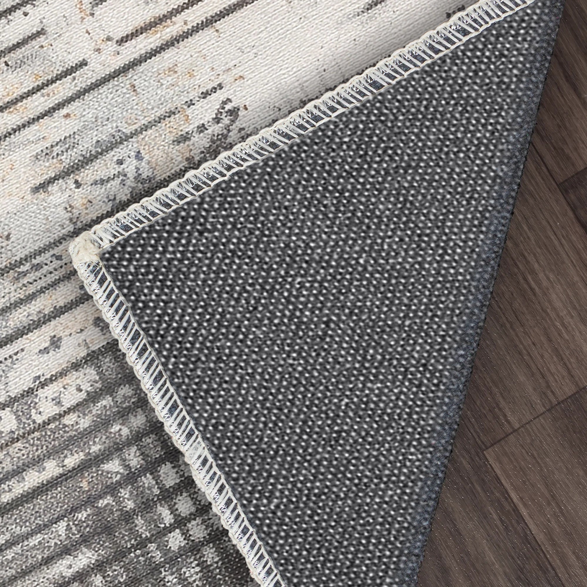 Silver Concrete Glitch Abstract Rug