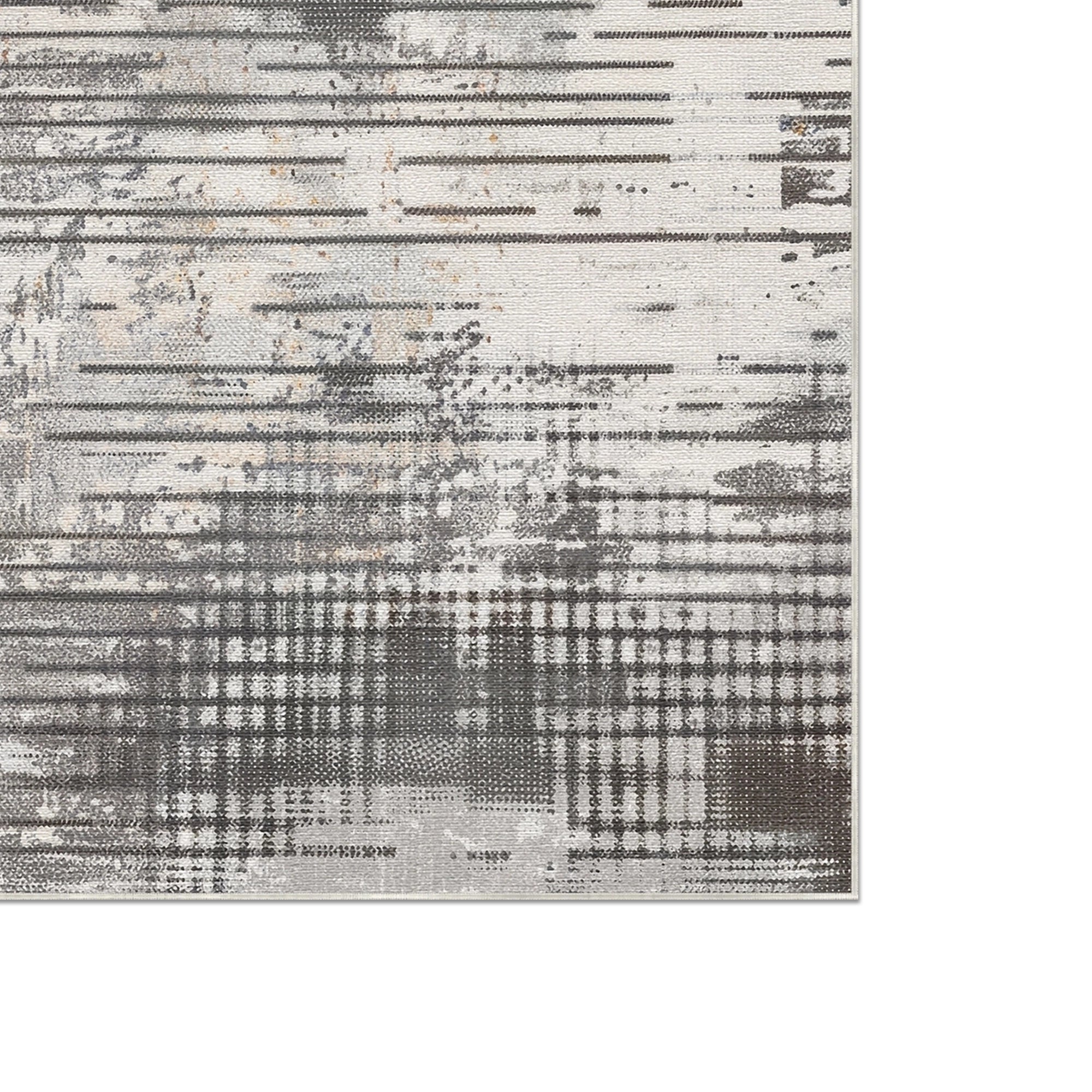 Silver Concrete Glitch Abstract Rug