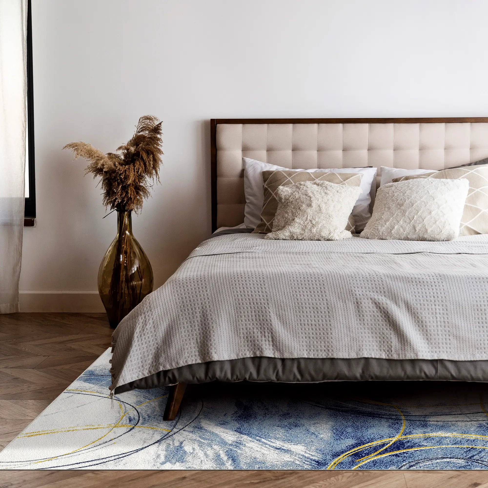 Azure Orbit Abstract Rug