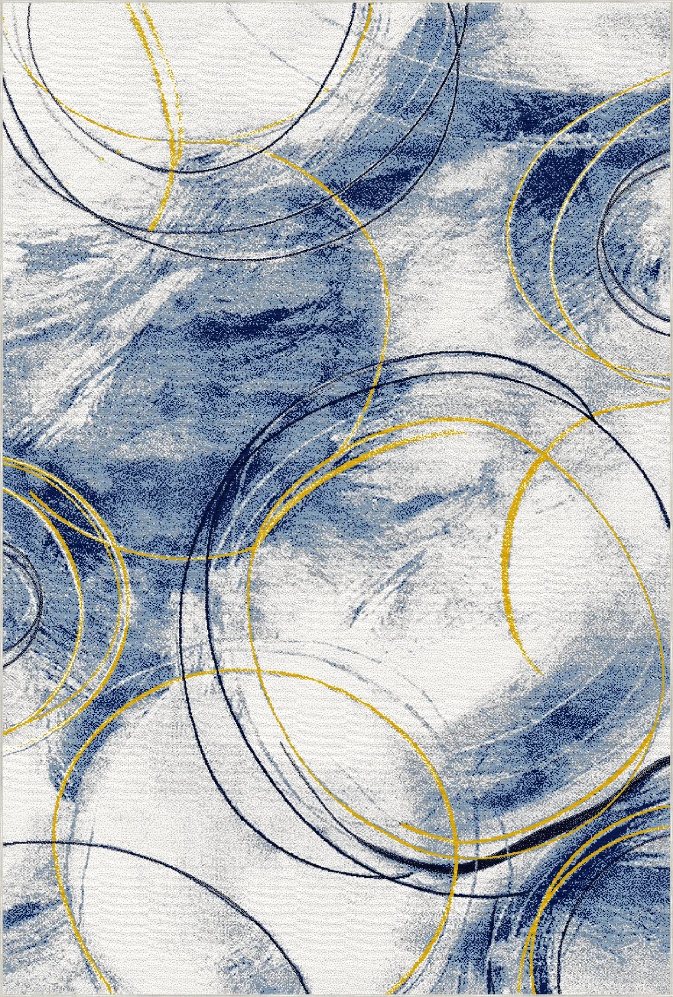 Azure Orbit Abstract Rug