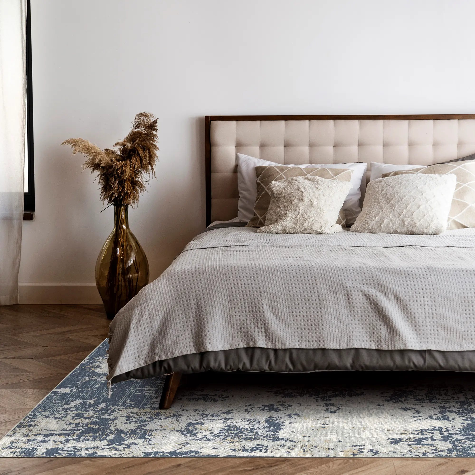 Midnight Aura Distressed Abstract Rug