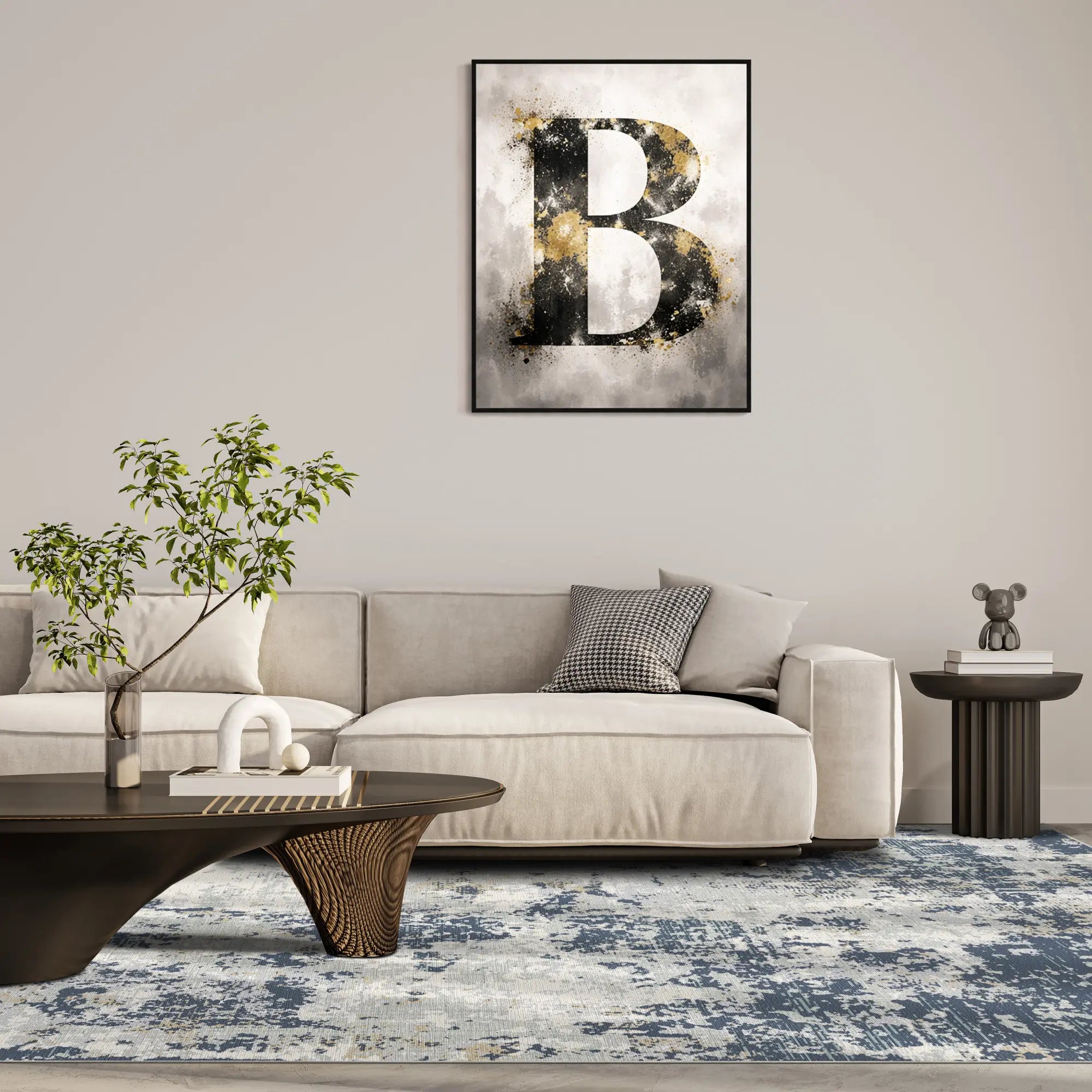 Midnight Aura Distressed Abstract Rug