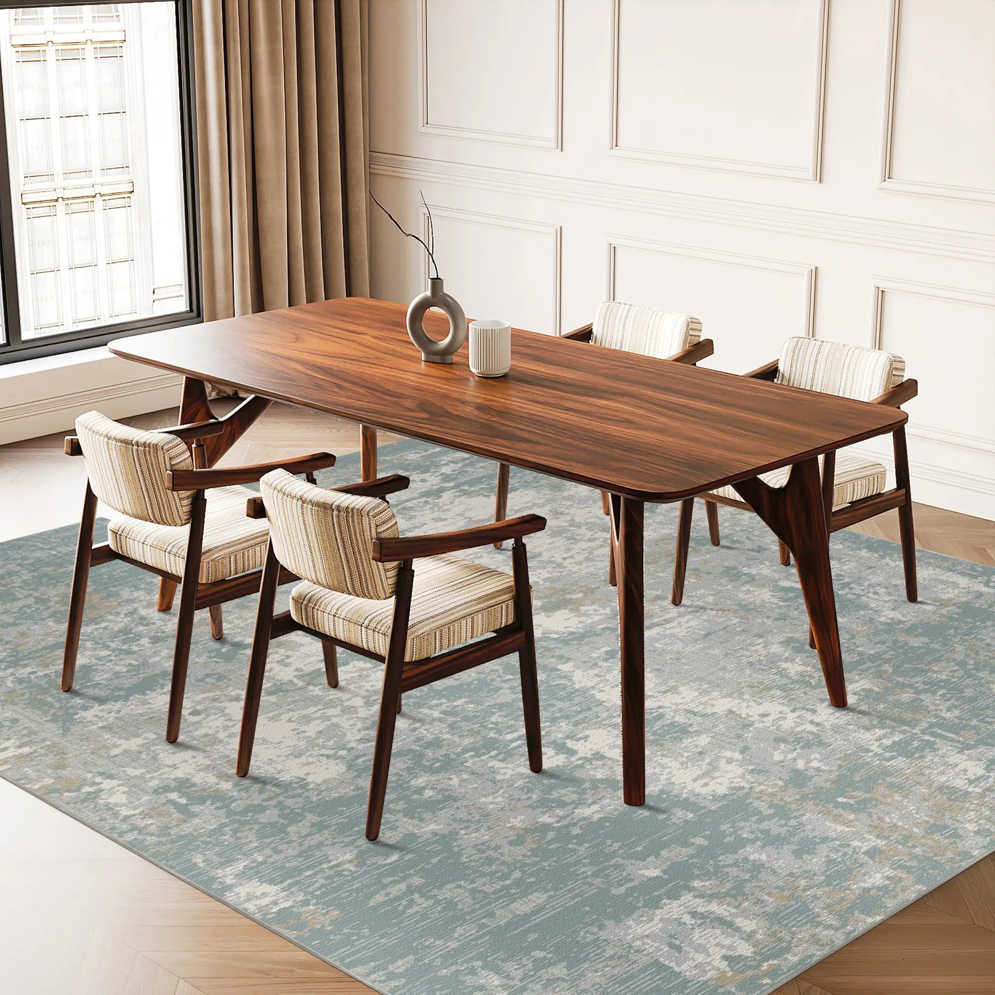 Serene Lagoon Distressed Abstract Rug