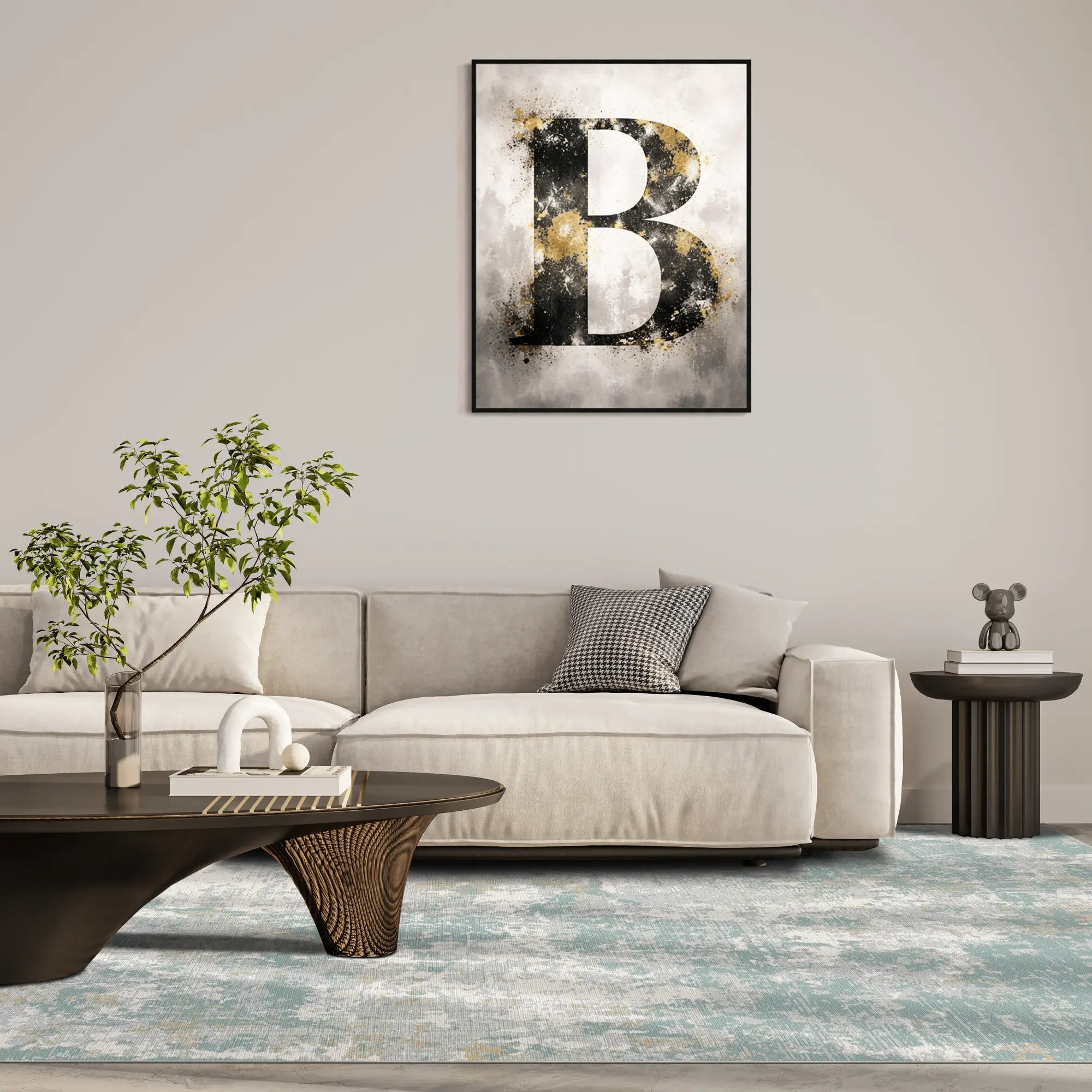 Serene Lagoon Distressed Abstract Rug