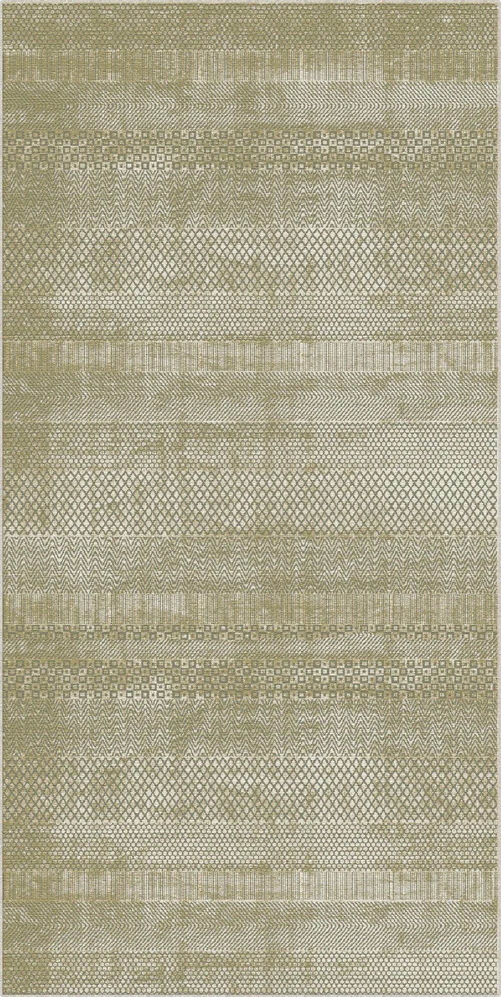 Tappeto Geometrico a Bande Mosaico Verde Oliva