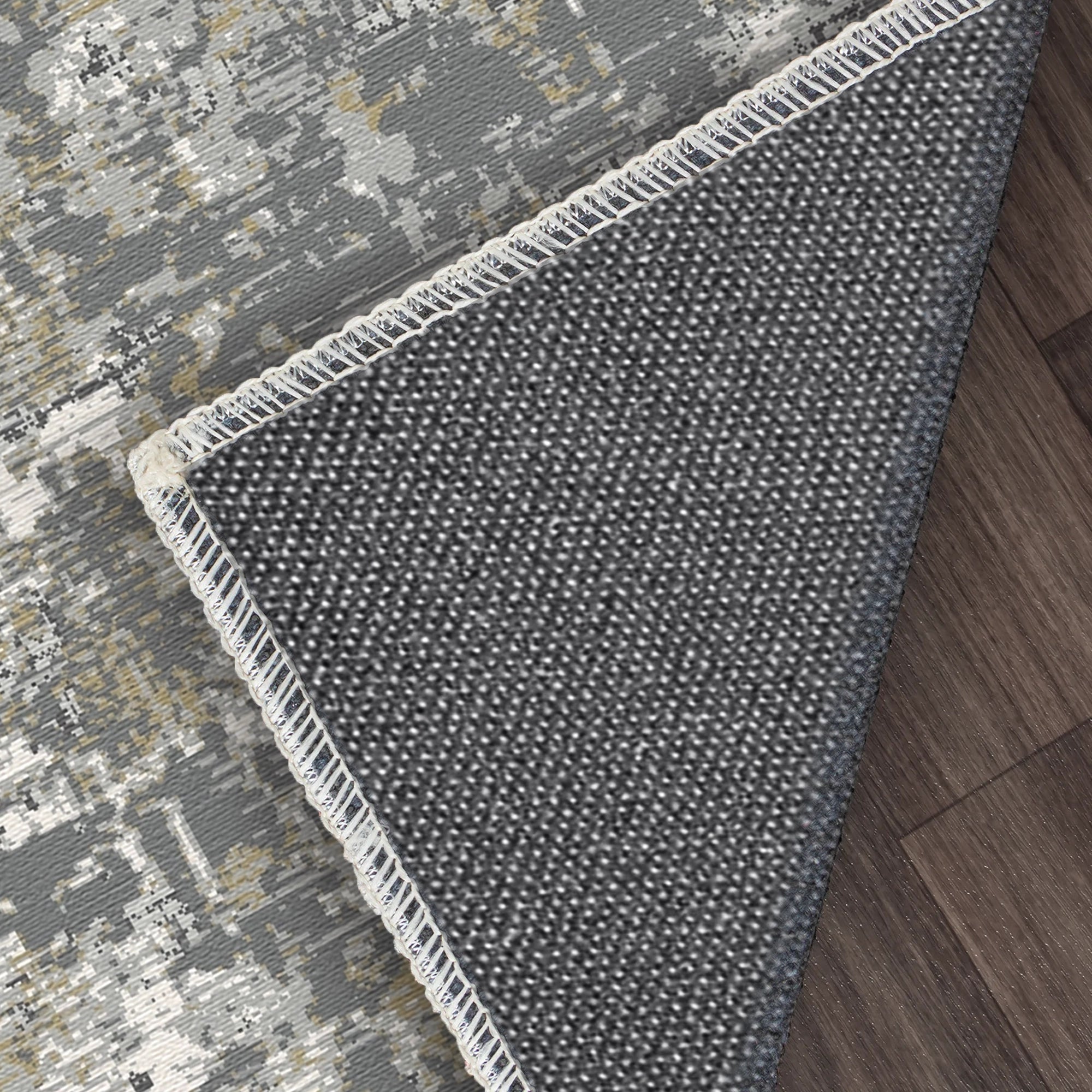 Tappeto Astratto Lavabile Oro Ossidiana