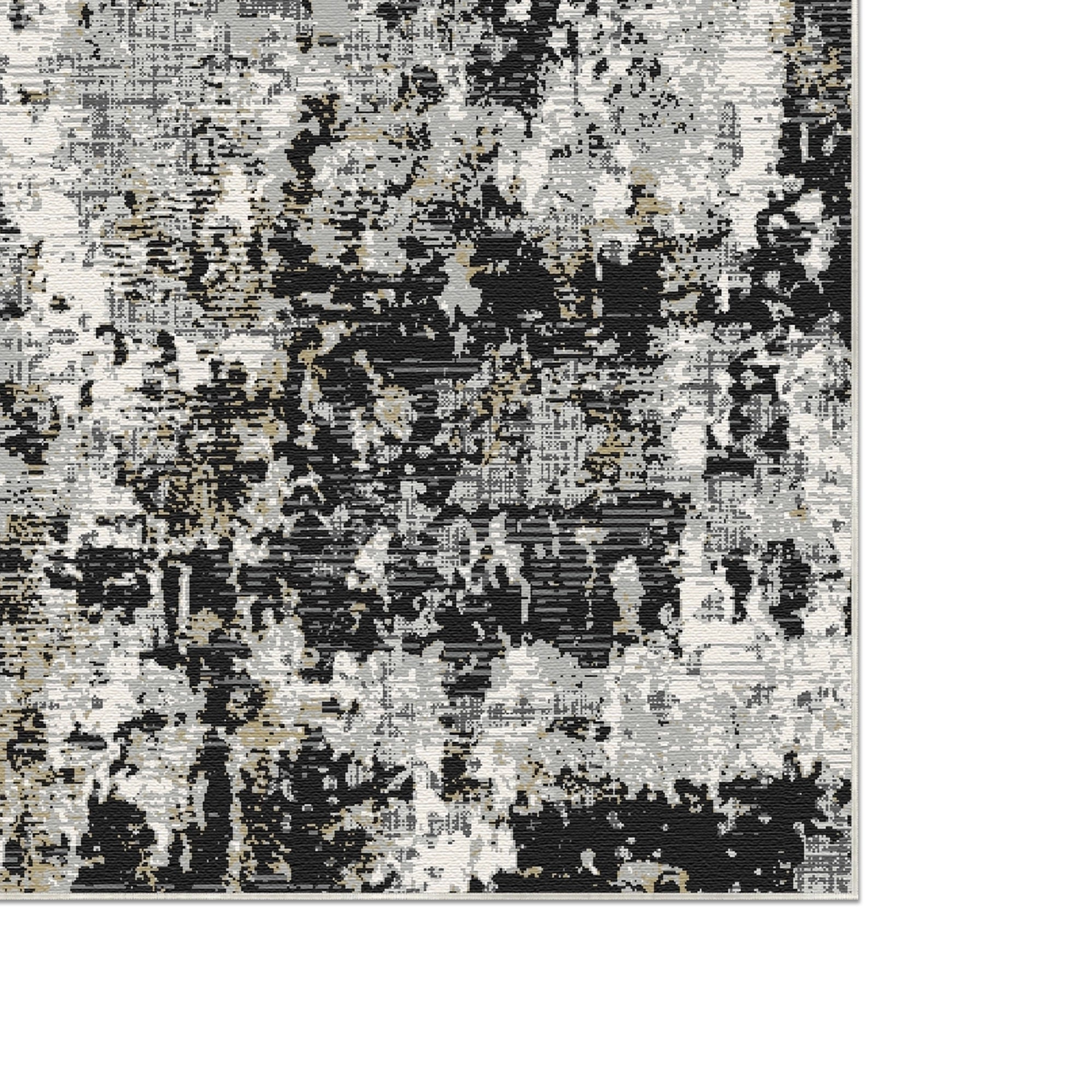 Midnight Onyx Gold Abstract Rug