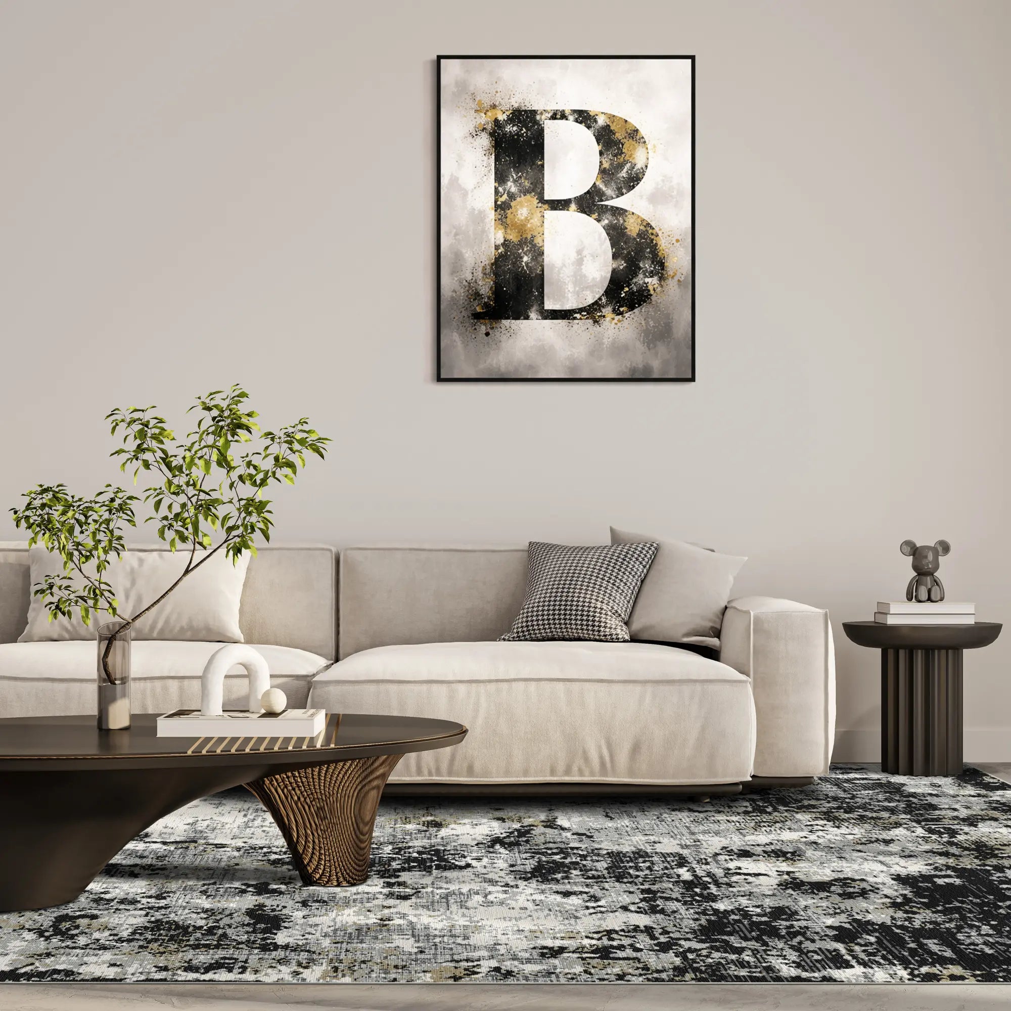 Midnight Onyx Gold Abstract Rug