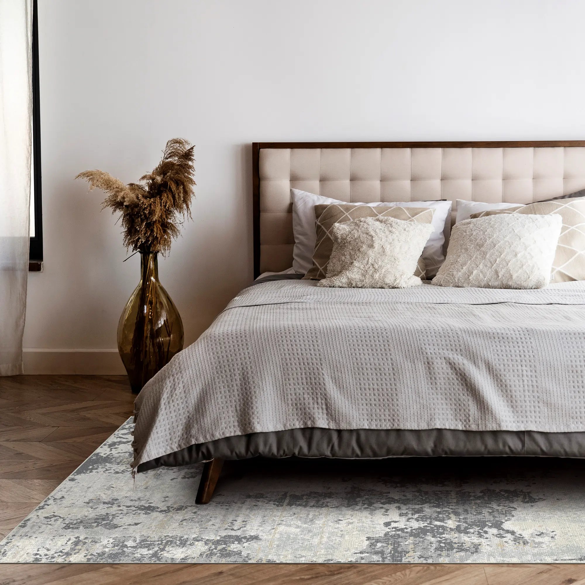 Graphite Drift Distressed Abstract Rug