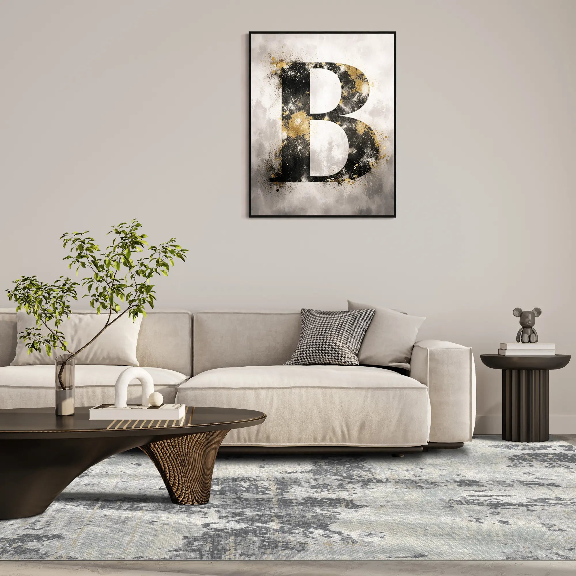 Graphite Drift Distressed Abstract Rug