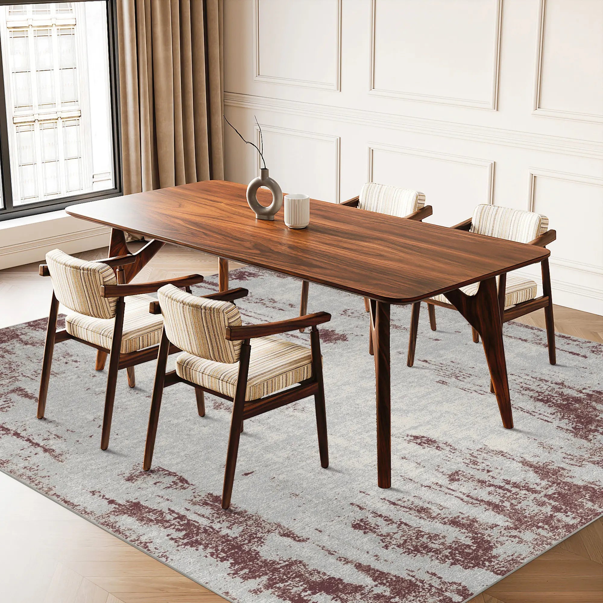 Merlot Drift Distressed Industrial Rug