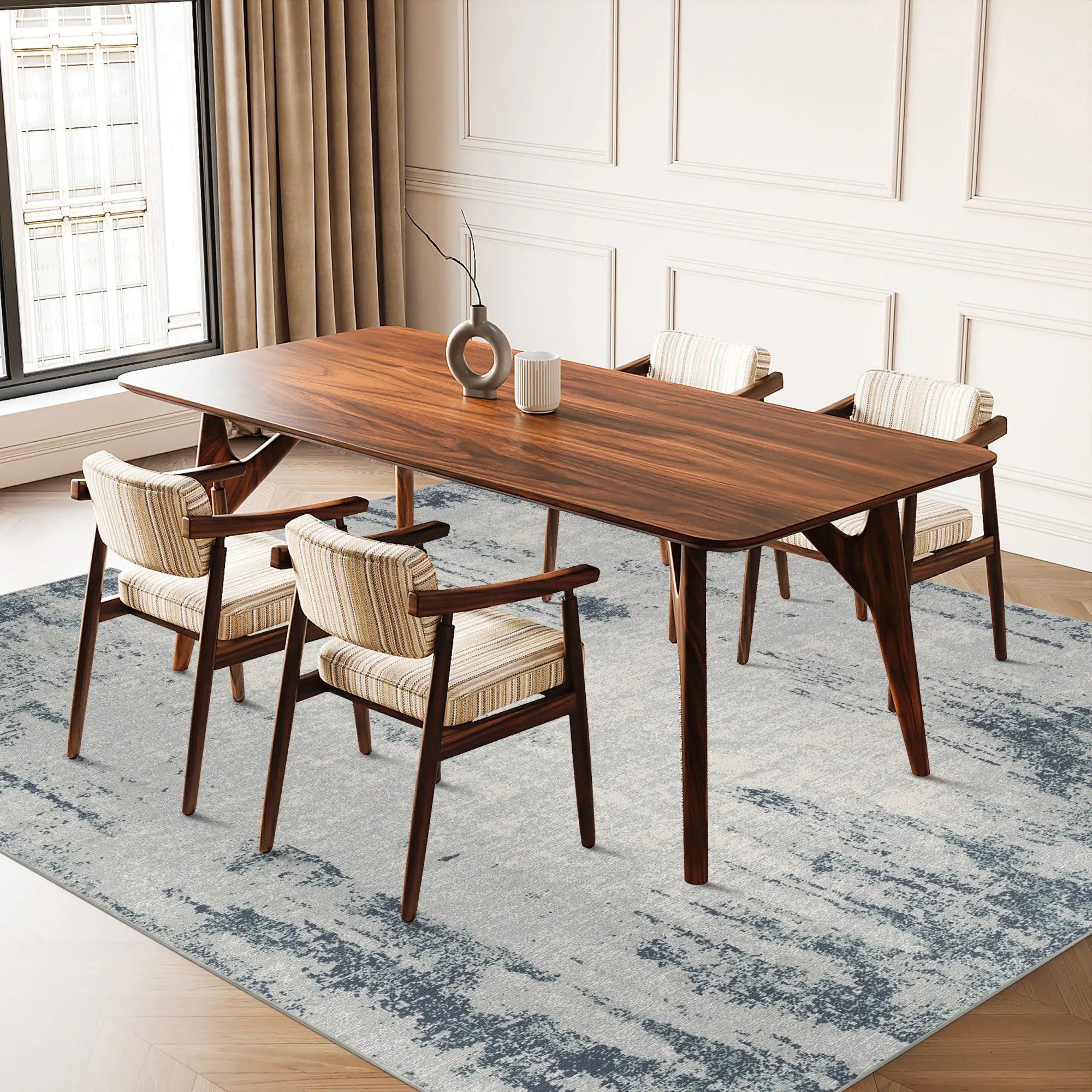 Slate Blue Drift Distressed Industrial Rug