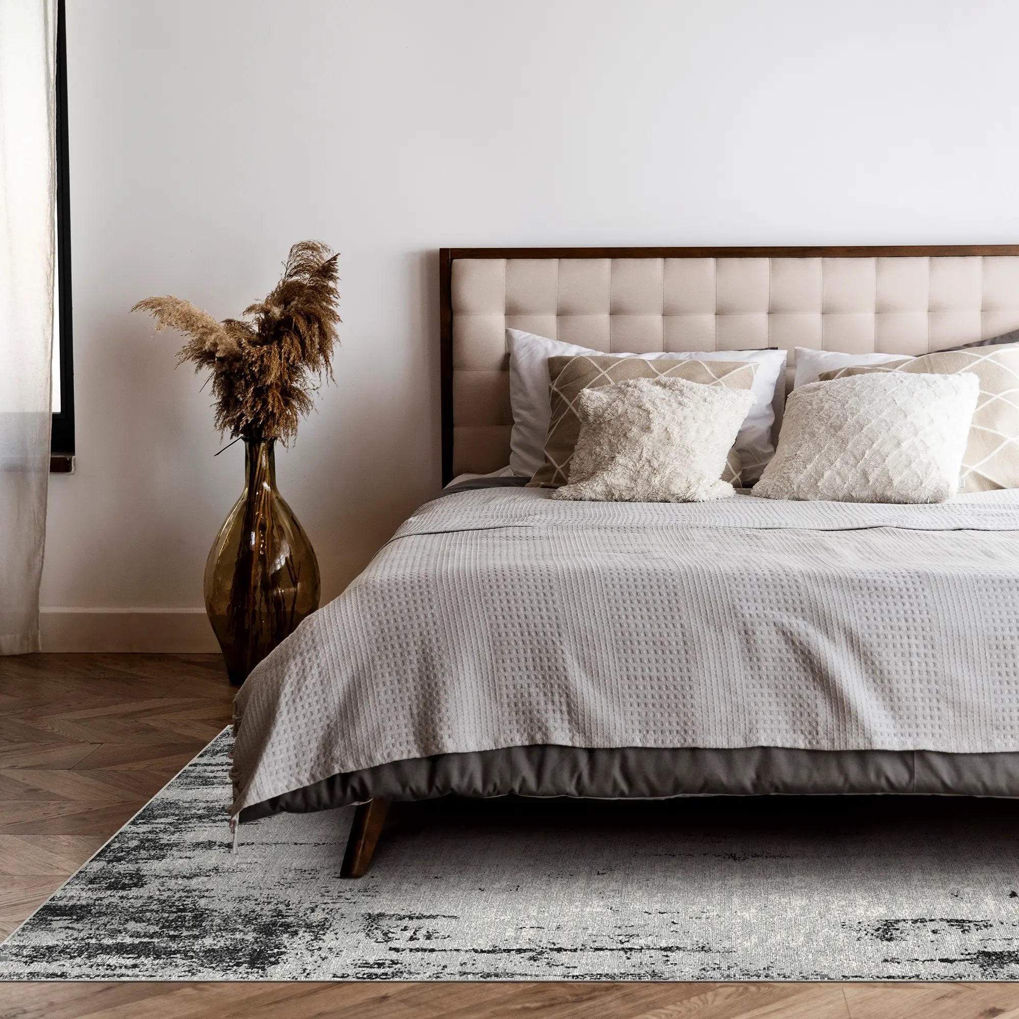 Charcoal Drift Distressed Industrial Rug