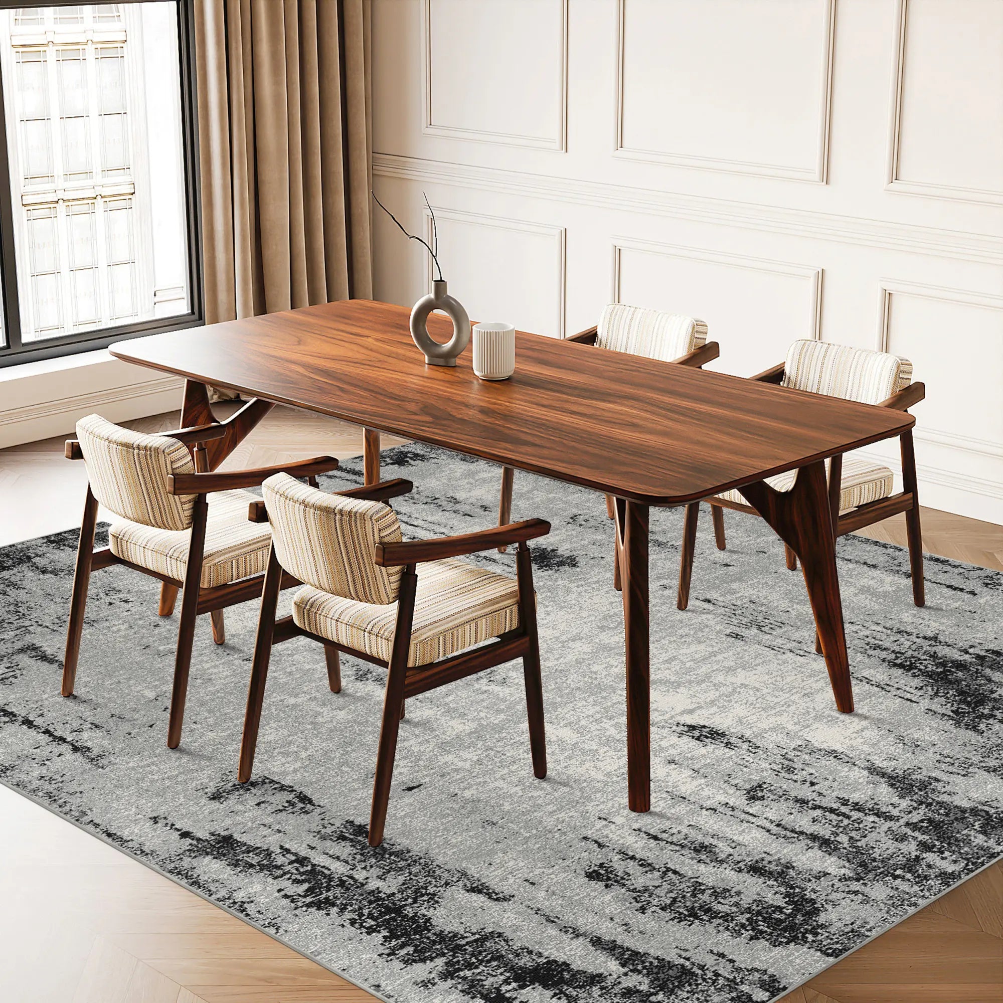 Charcoal Drift Distressed Industrial Rug