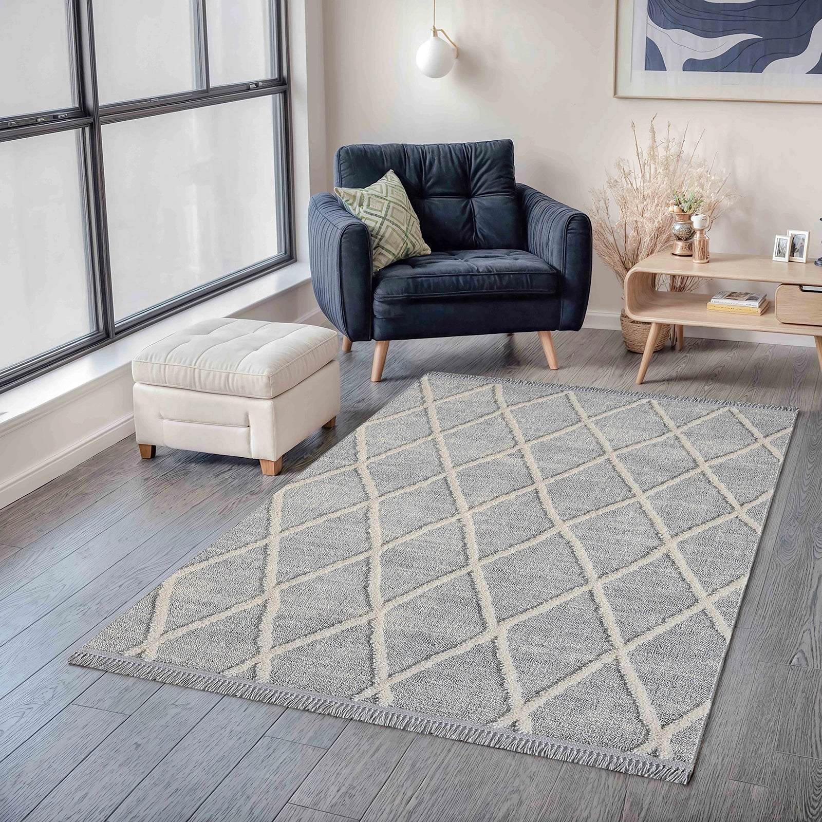 Silver Lattice Luxe Rug