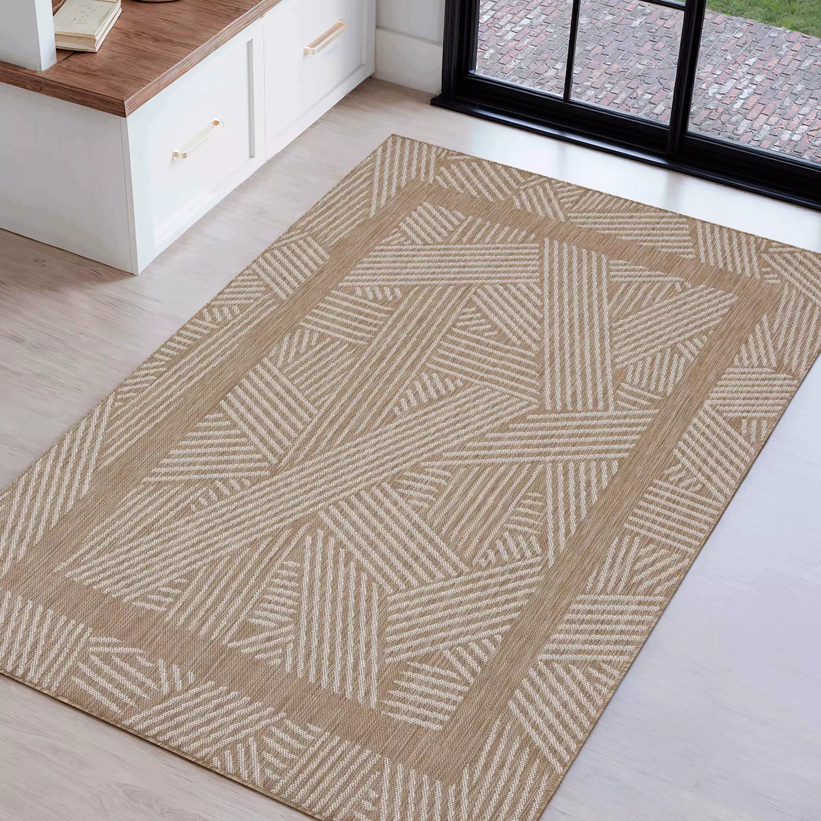 Mixed Lines Naturel Sisal Rug Beige - Bella Rugs