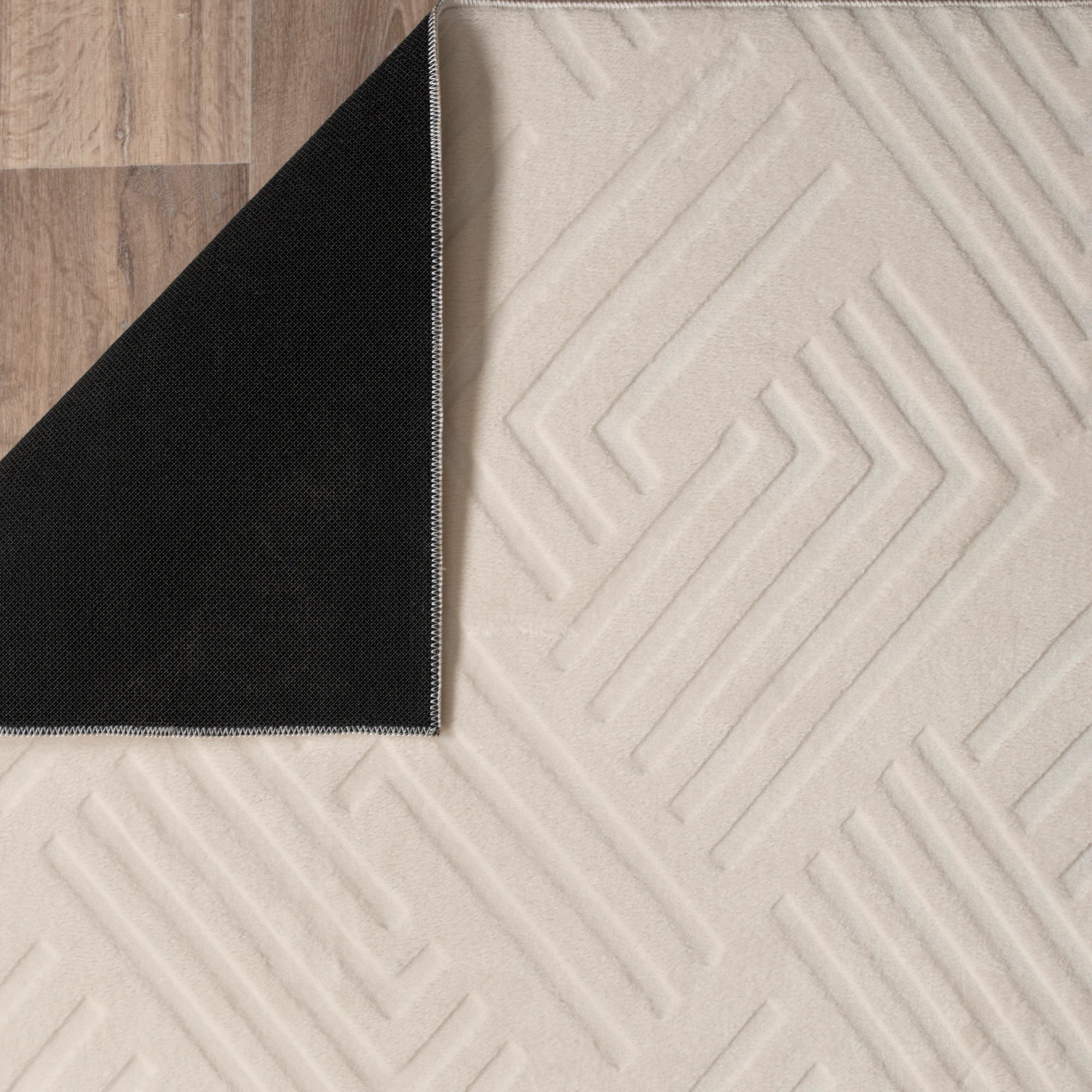 Modern Geometric Maze Plush Rug - Ivory