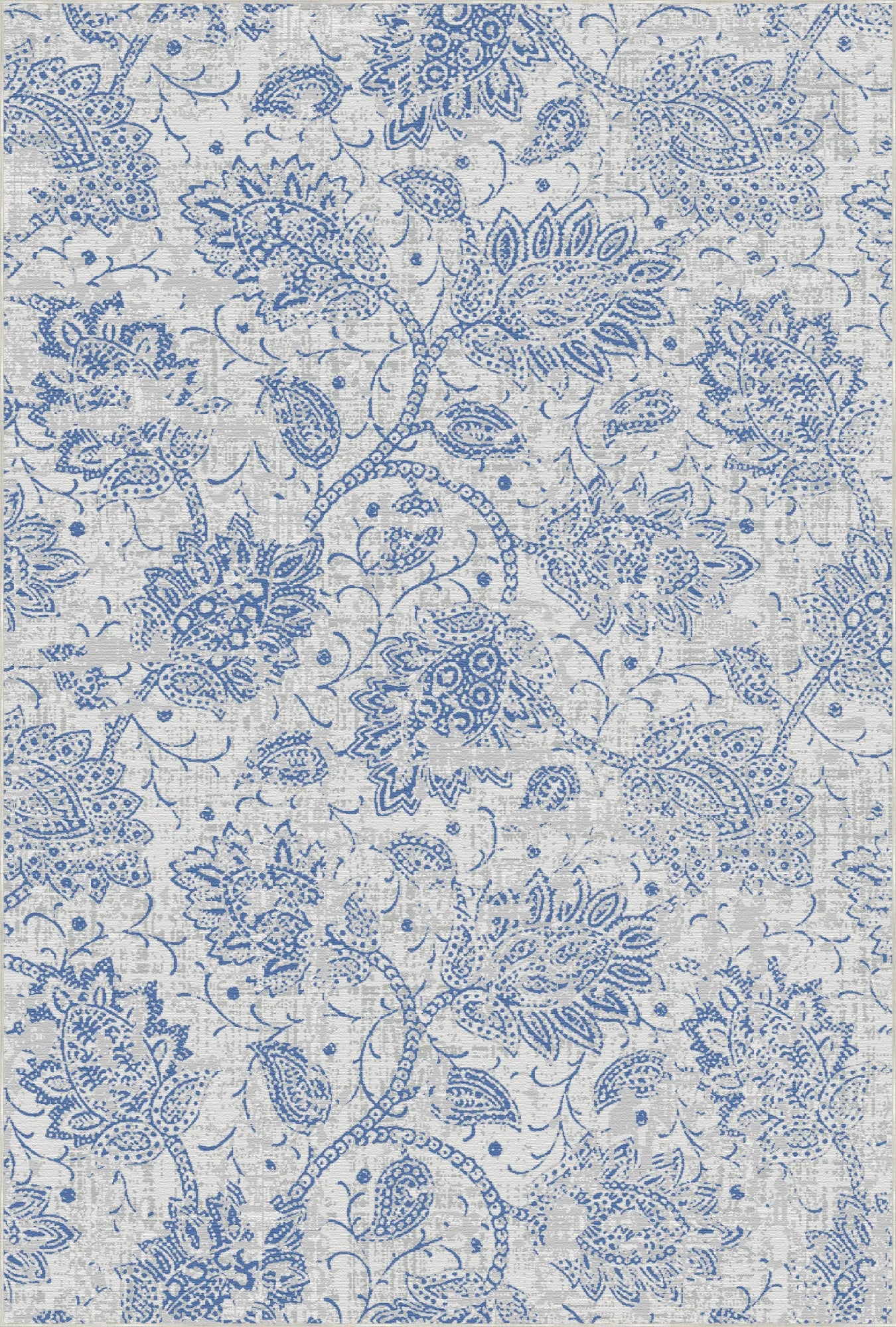 Azure Bloom Distressed Rug