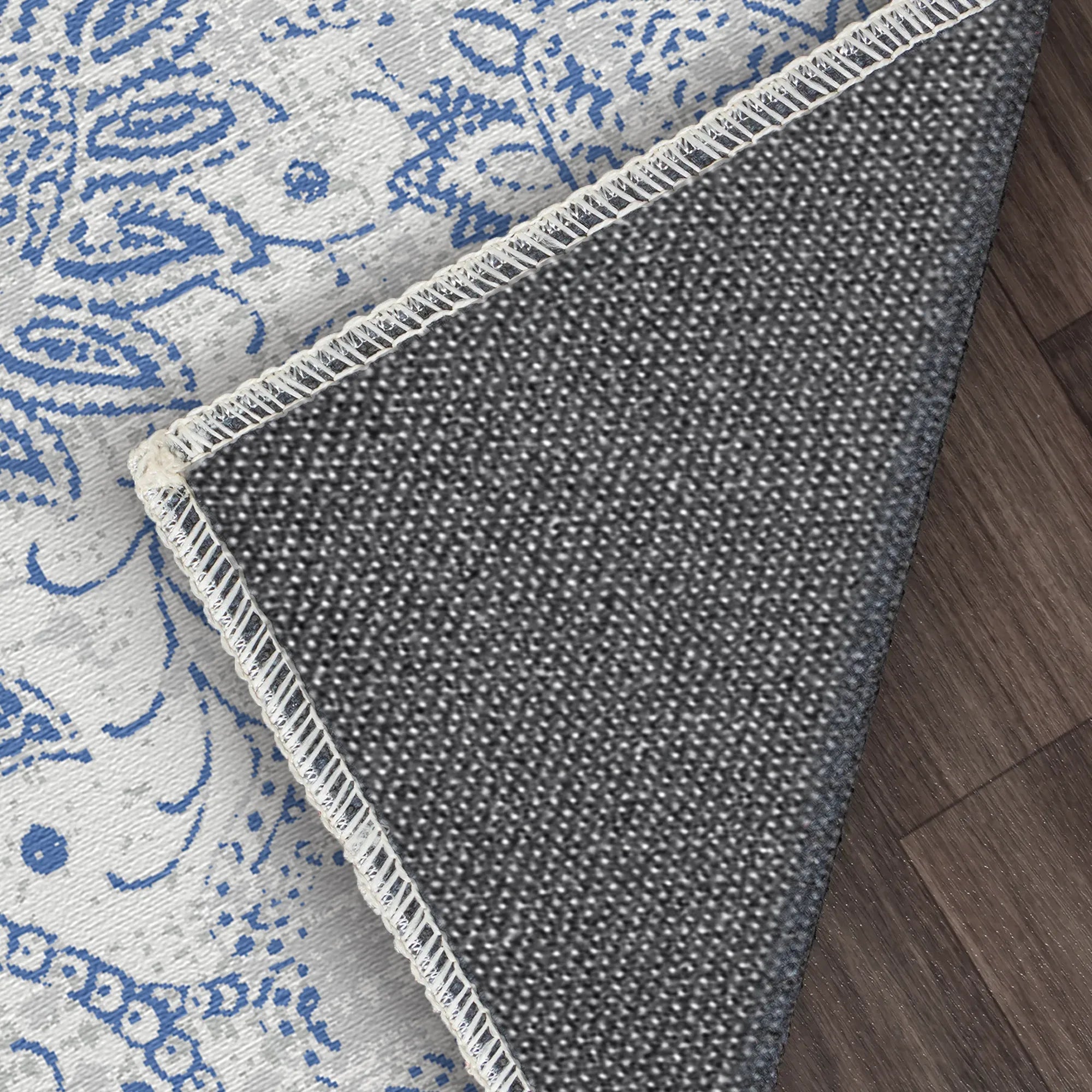 Azure Bloom Distressed Rug