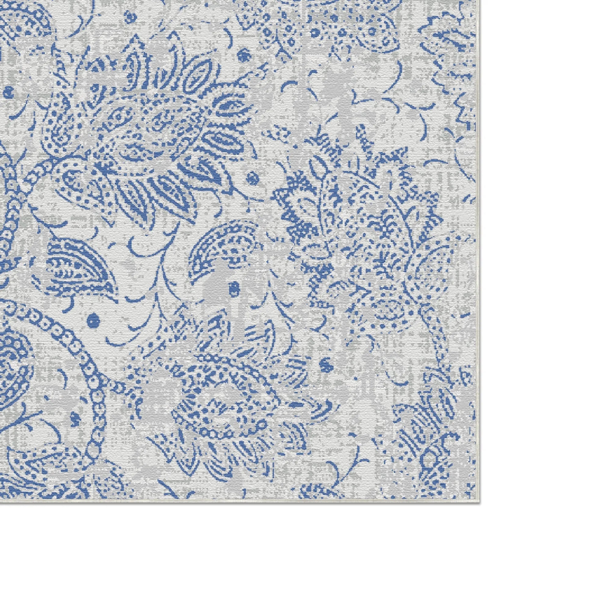Azure Bloom Distressed Rug