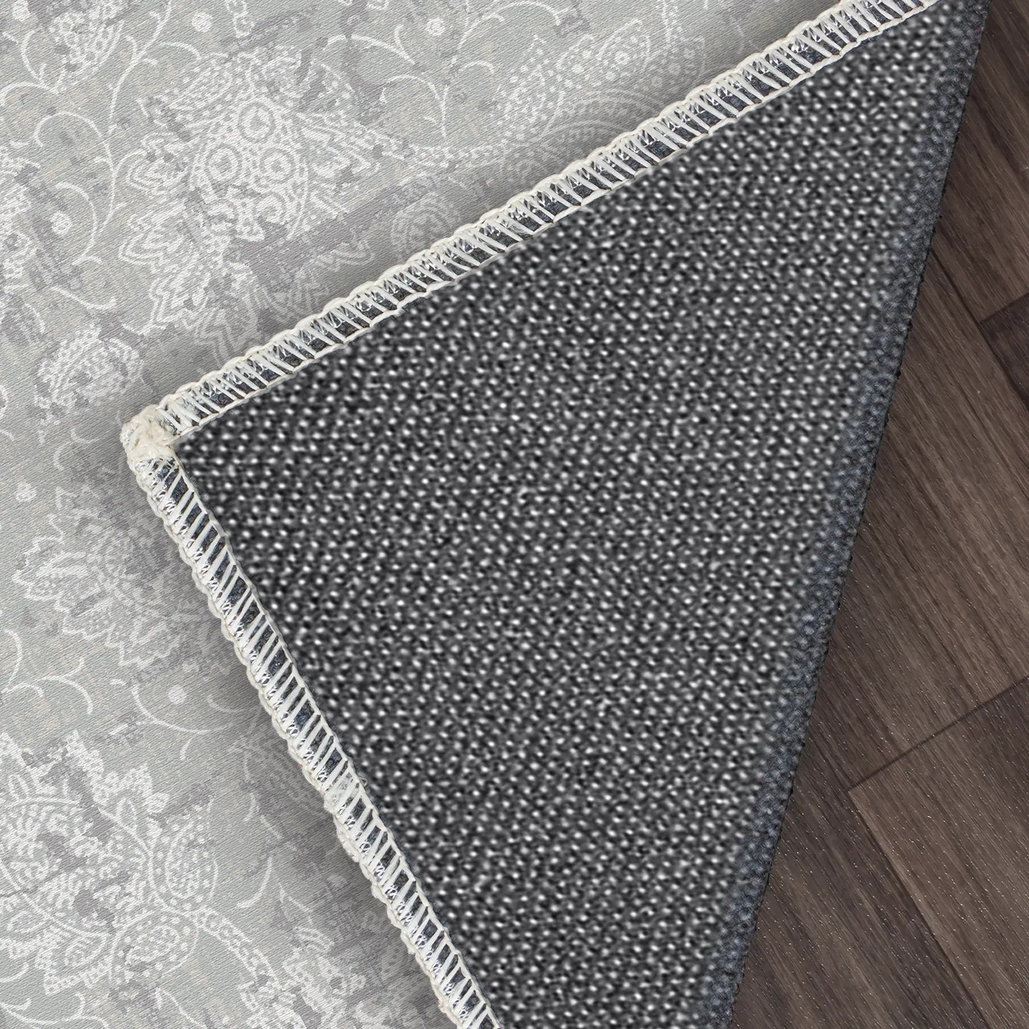 Silvered Paisley Distressed Gray Rug