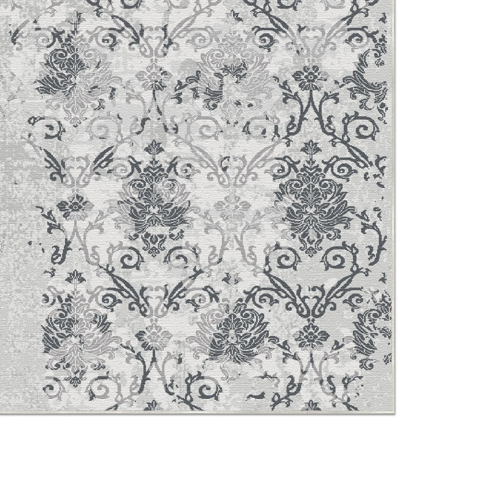 Slate Relic Eroded Damask Gray Rug
