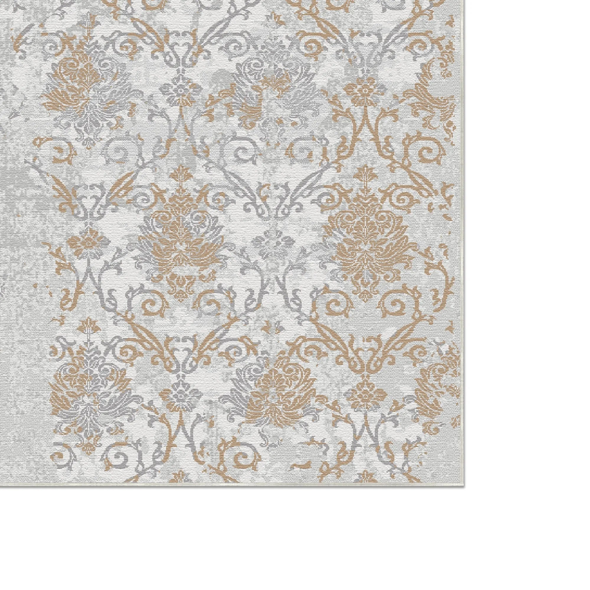 Amber Mist Eroded Damask Rug