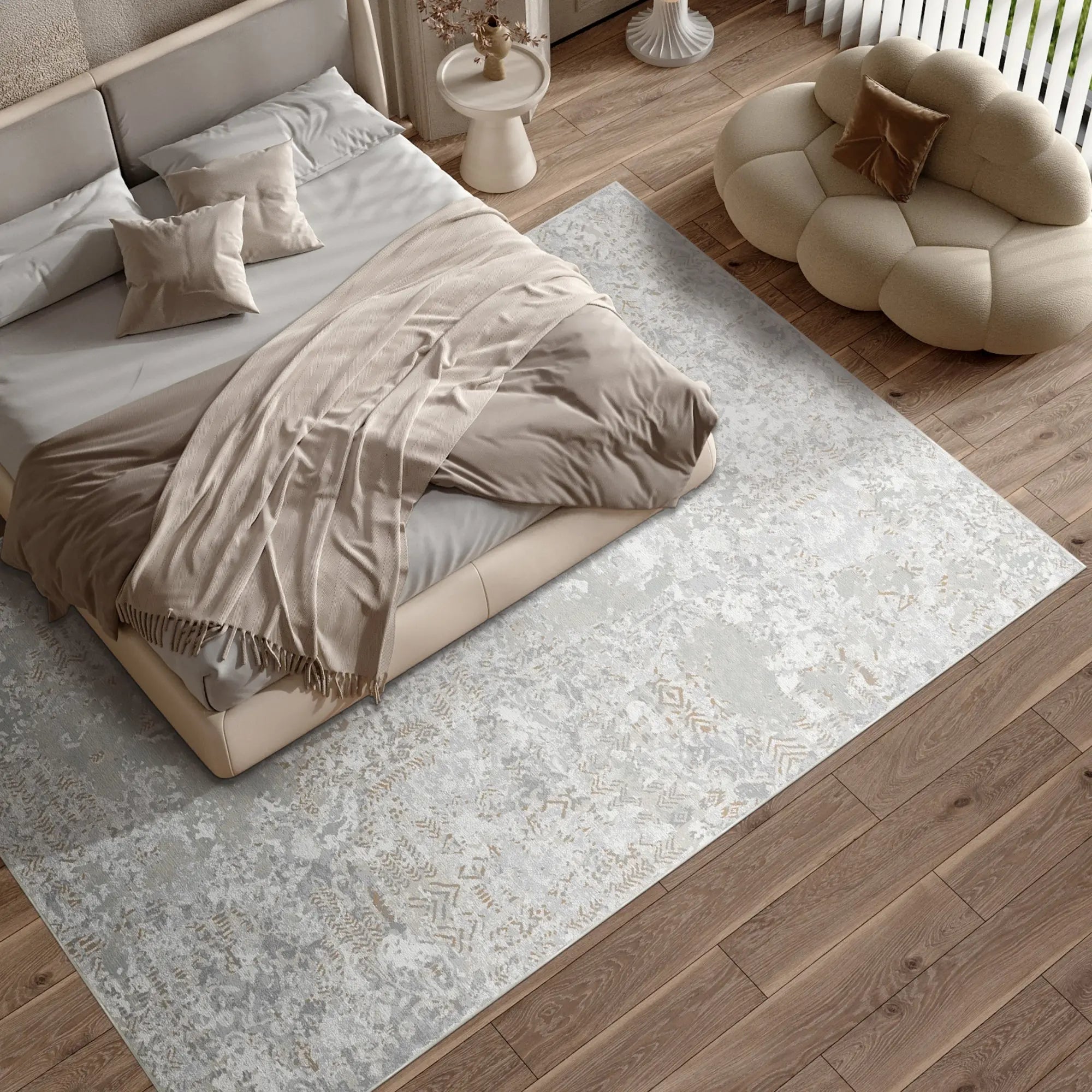 Tappeto Grigio Erosione Tribale Strato