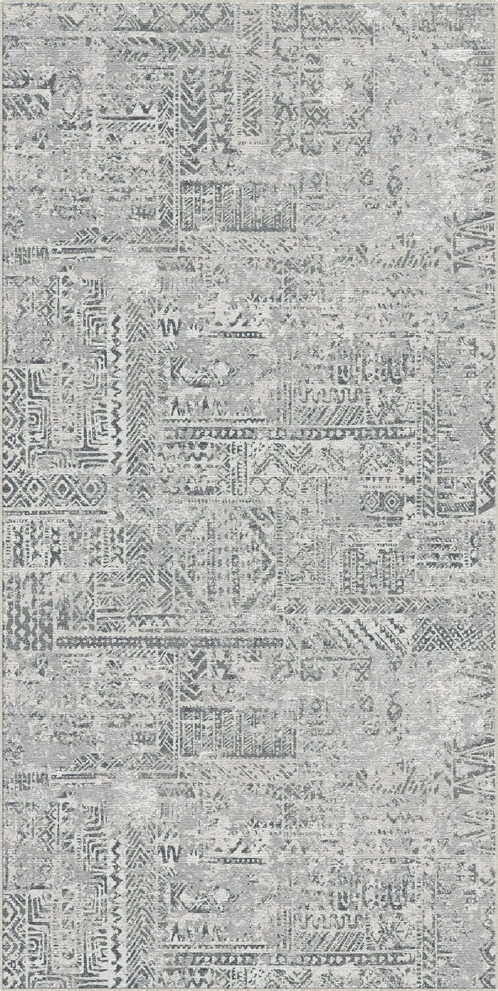 Tappeto Grigio Tribale Mosaico Argento