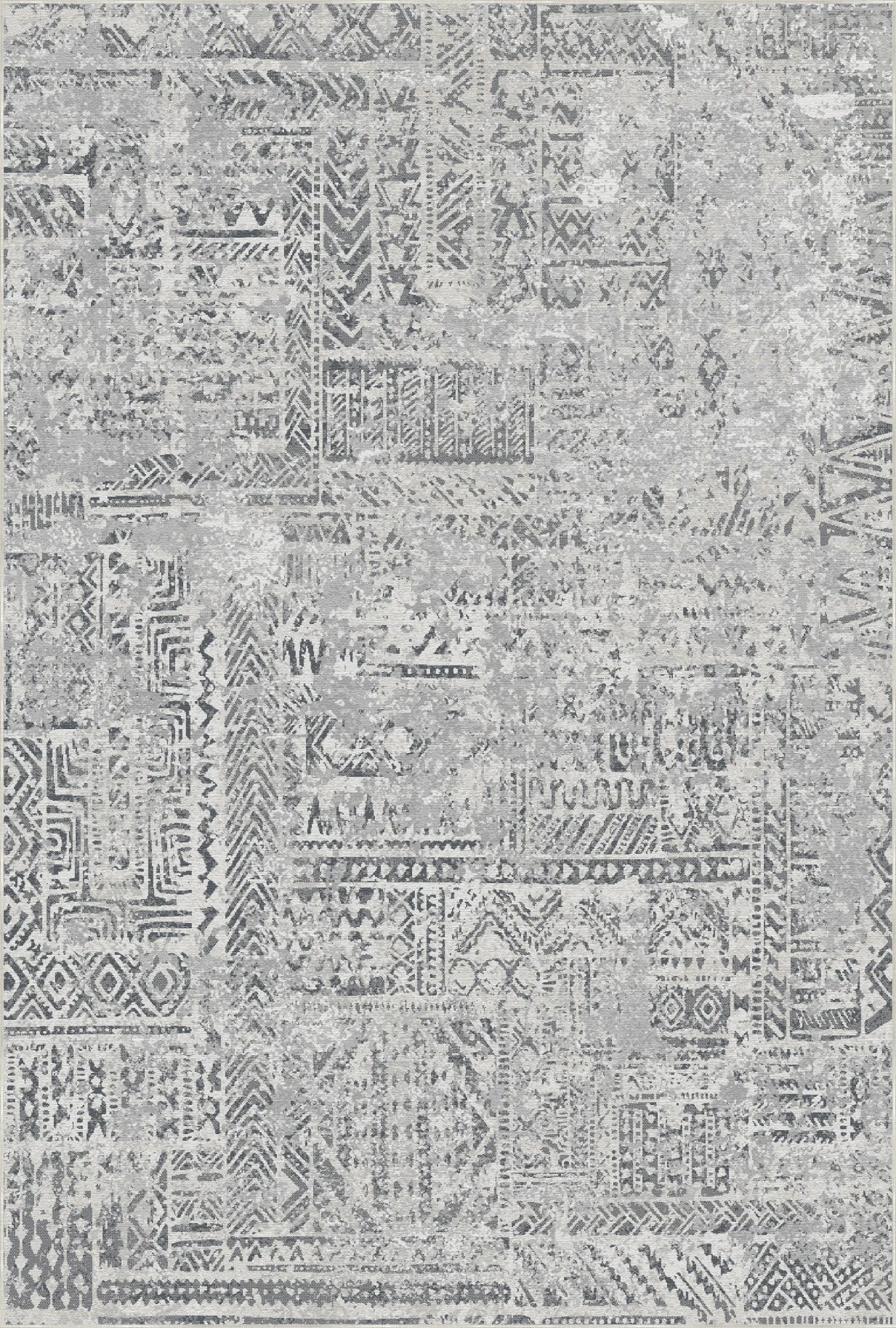 Argent Mosaic Tribal Gray Rug