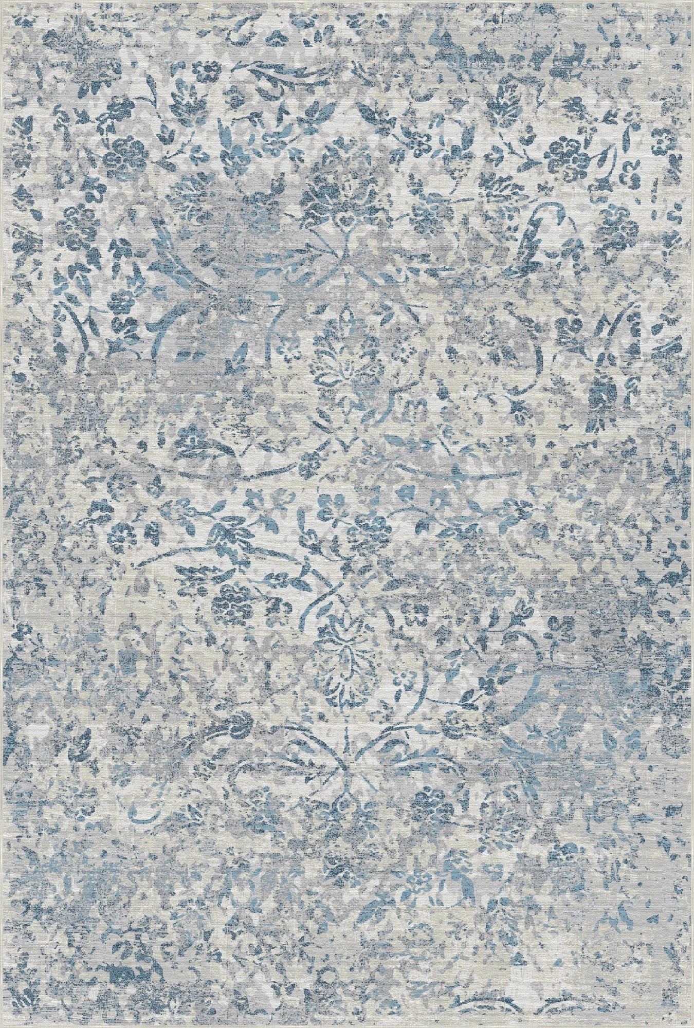 Cerulean Petal Spectral Gray Rug