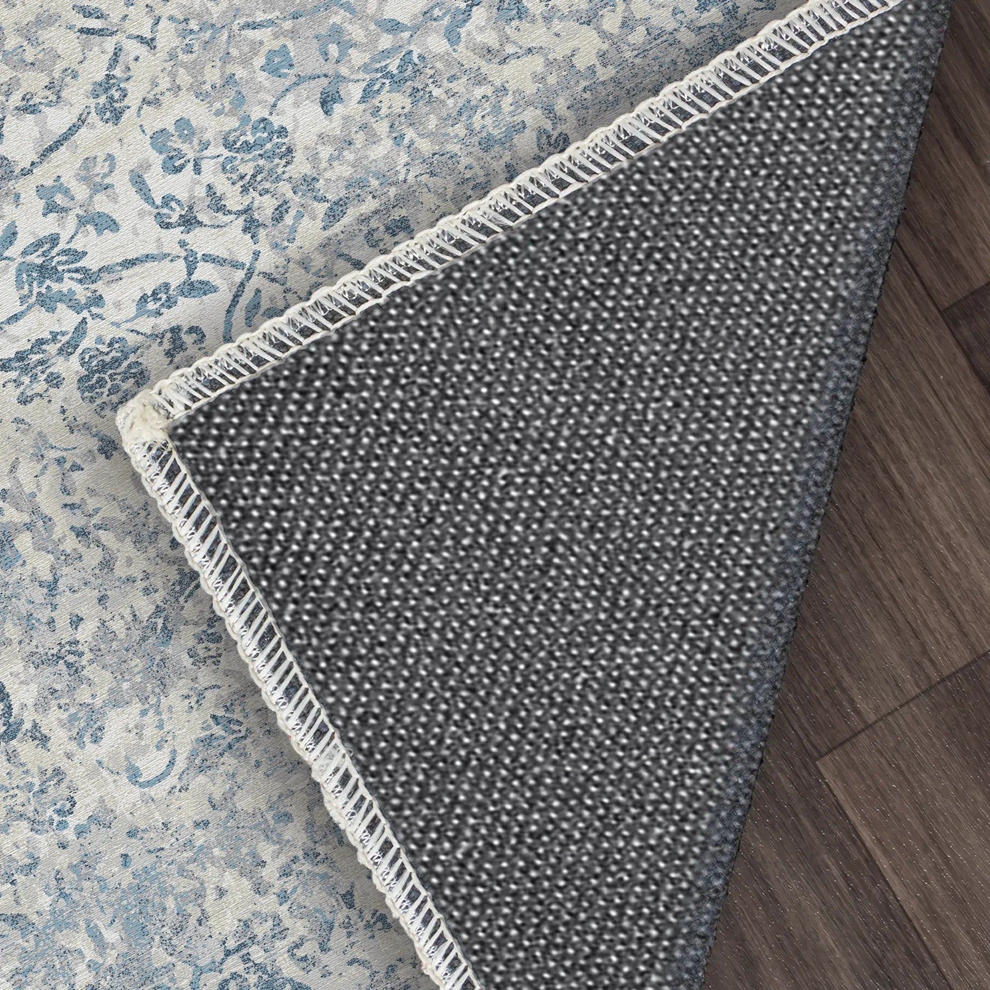 Cerulean Petal Spectral Gray Rug
