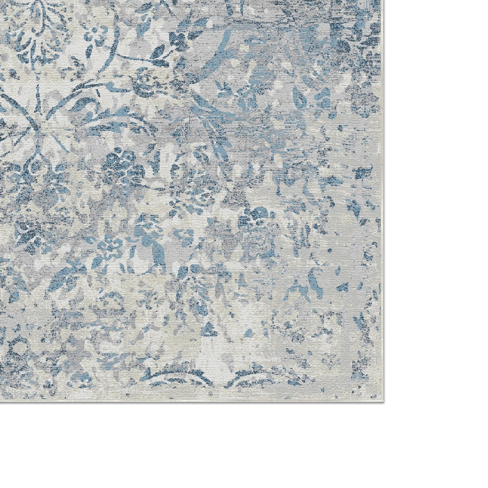 Cerulean Petal Spectral Gray Rug