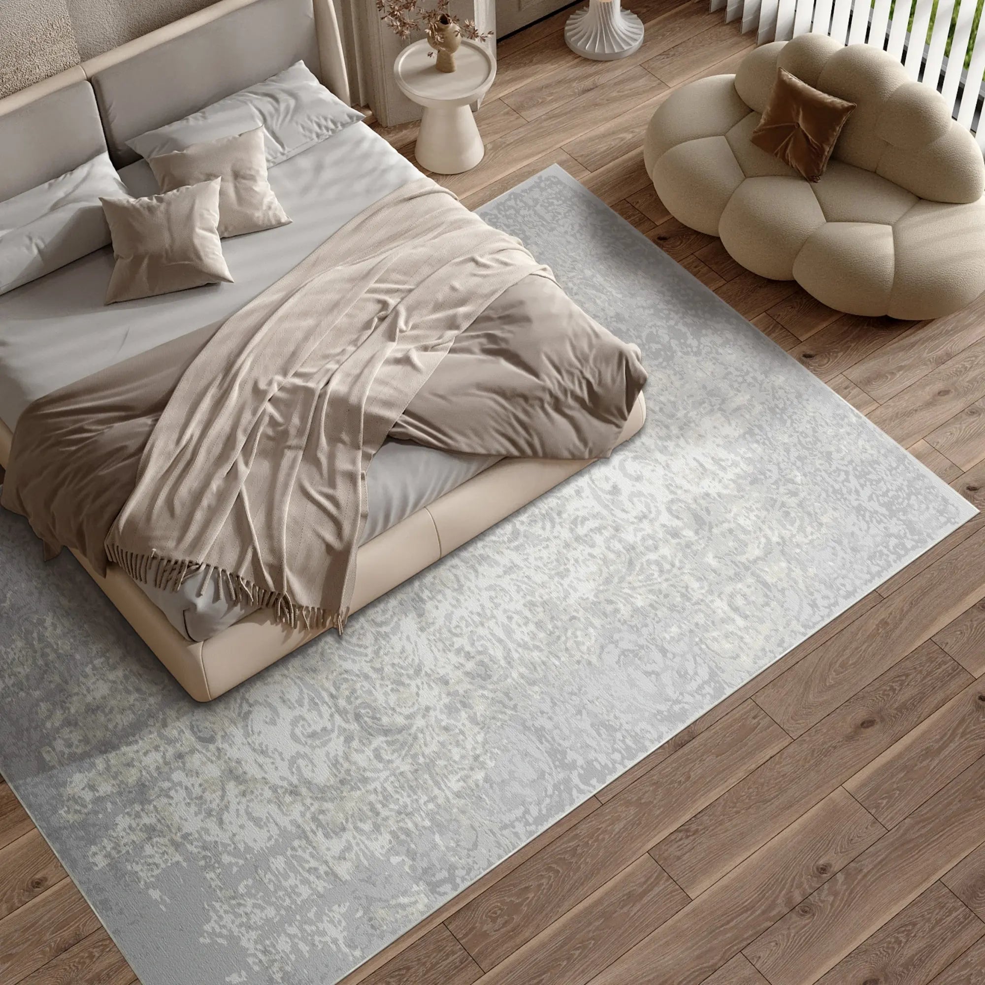 Tappeto Grigio Etereo Fioritura Ardesia