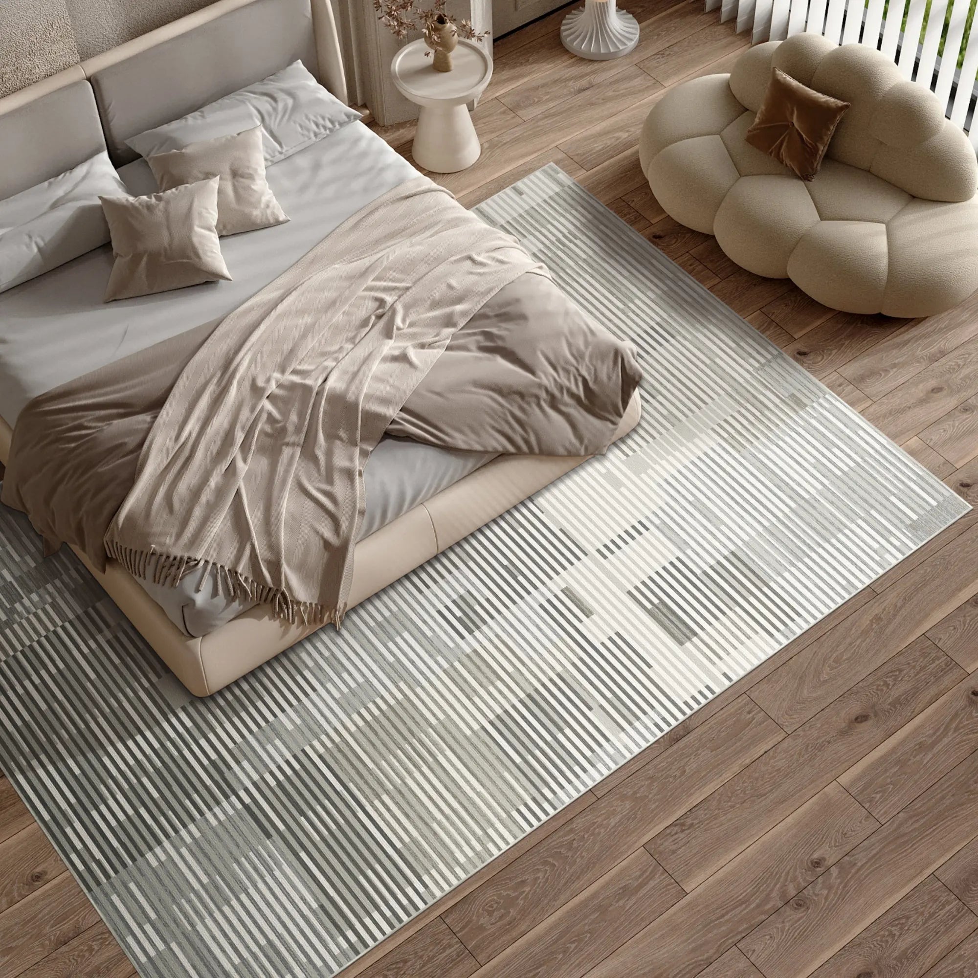 Tappeto Grigio Lineare Cifra Binaria