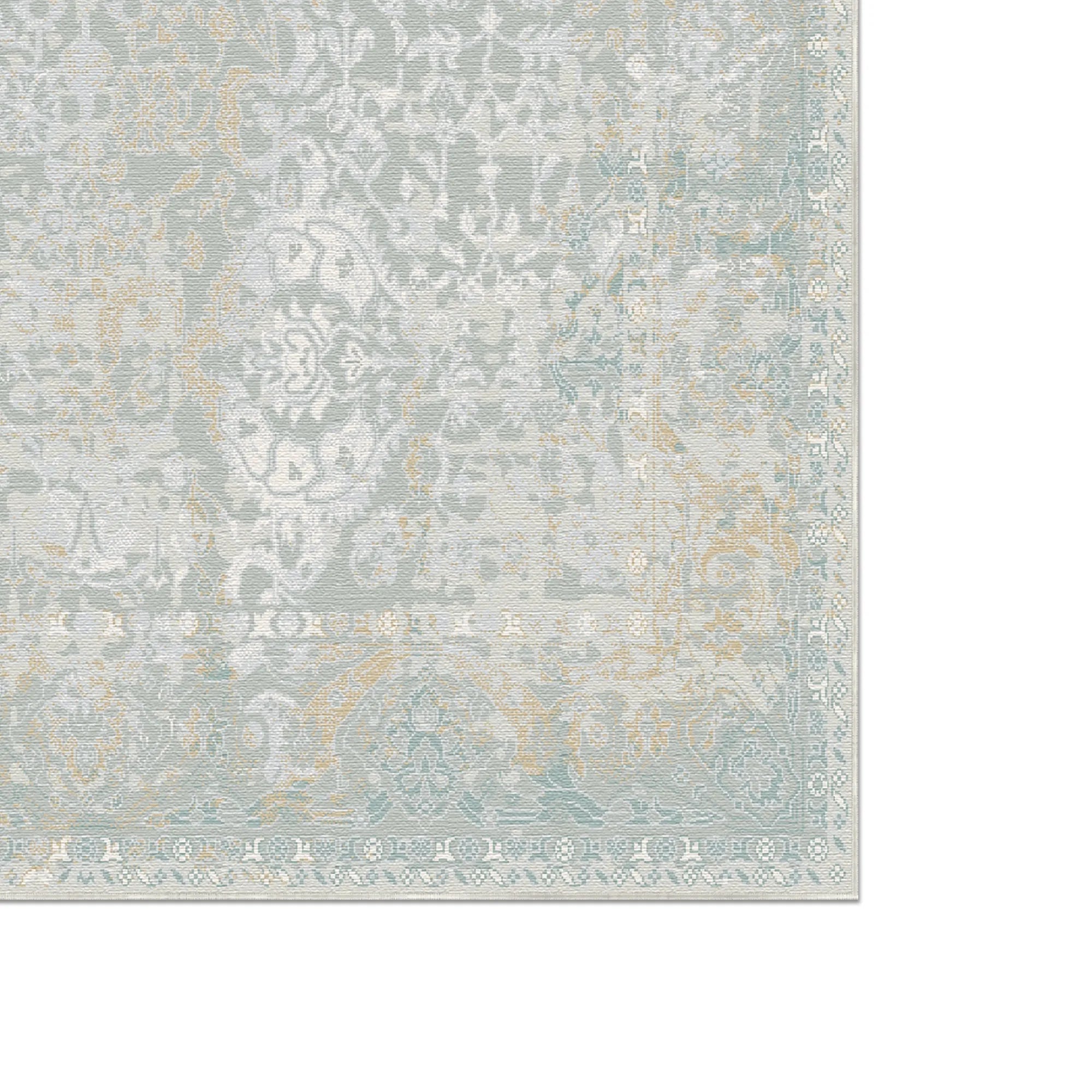 Veridian Patina Washable Teal Rug
