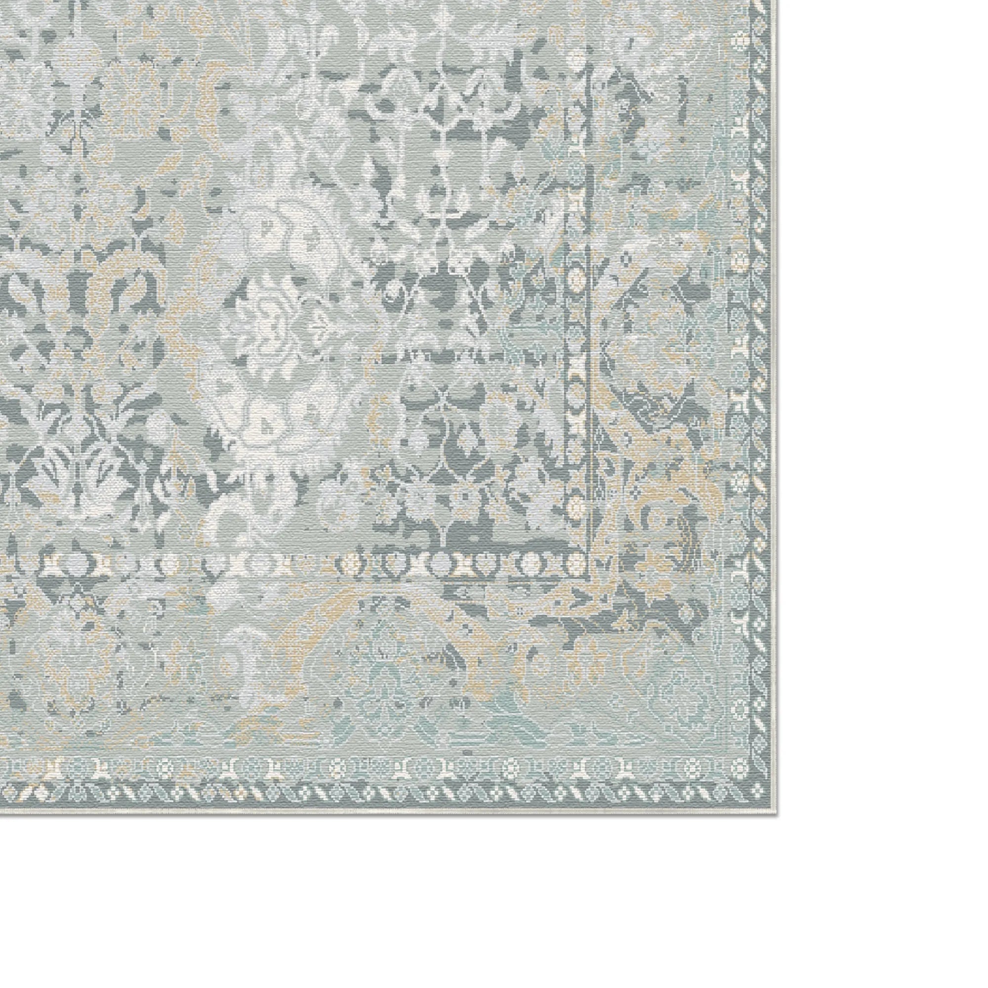 Cerulean Relic Washable Teal Rug