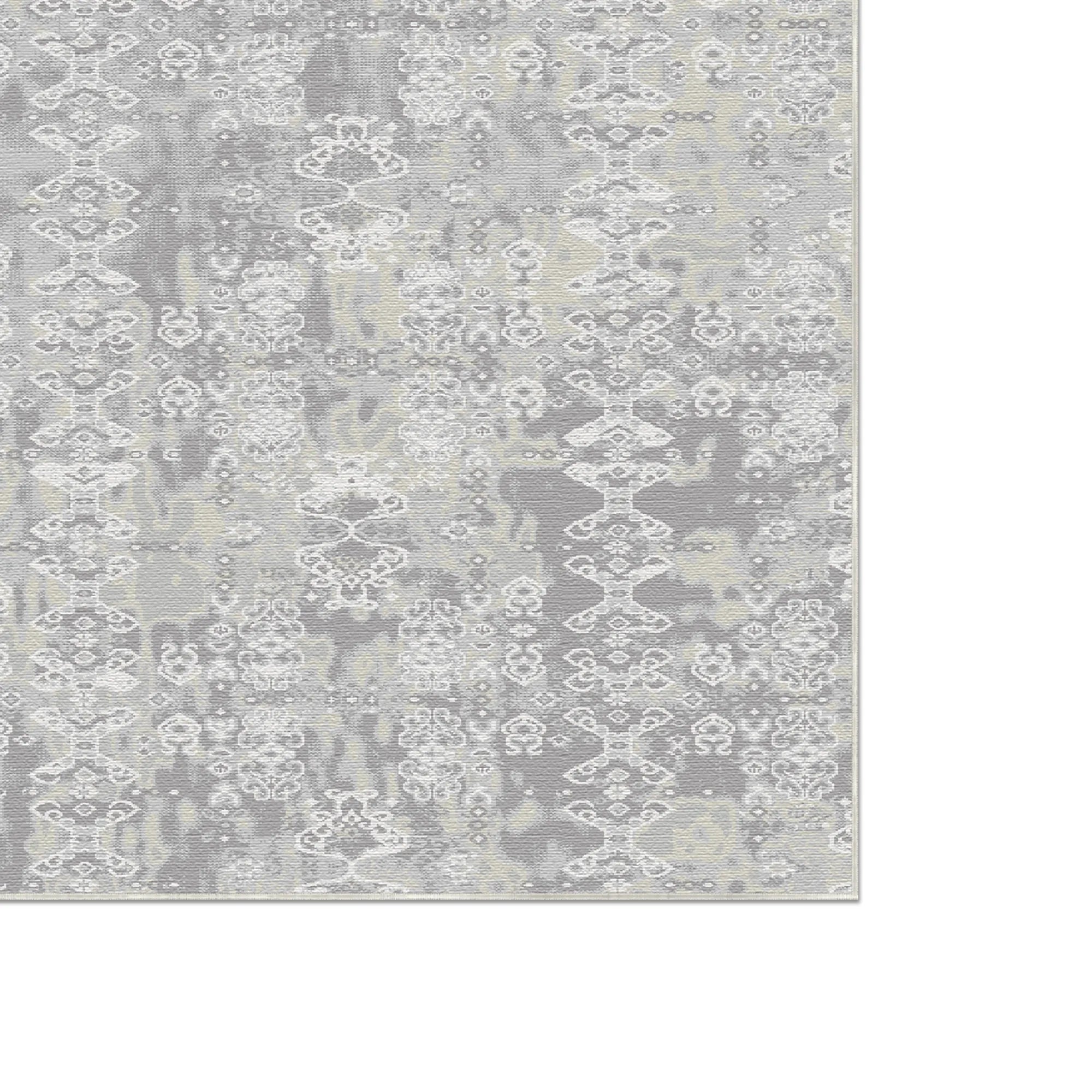 Lunar Rune Distressed Gray Rug