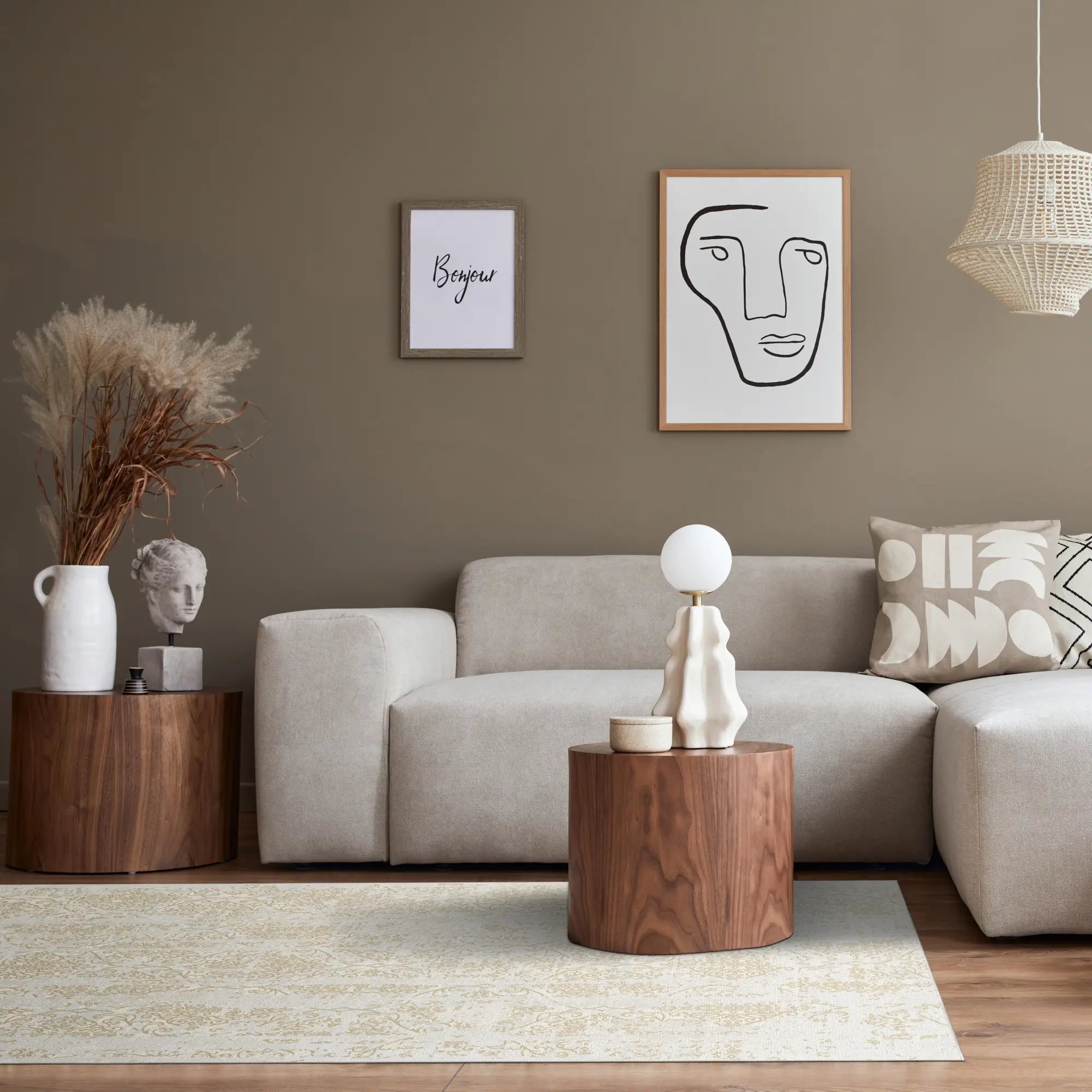 Tappeto Beige Colonna Illuminata dal Sole Lavabile