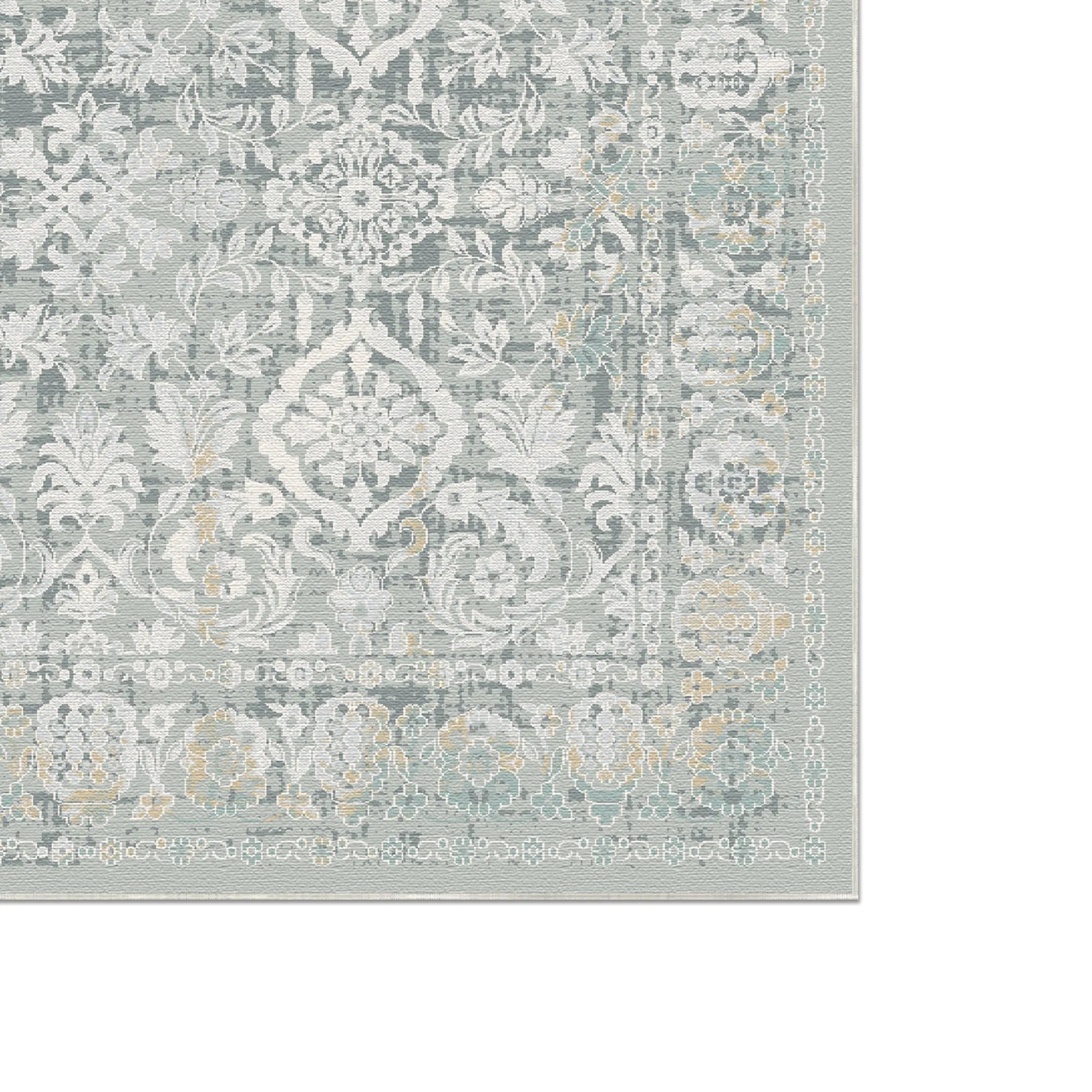 Veridian Grove Distressed Teal Rug