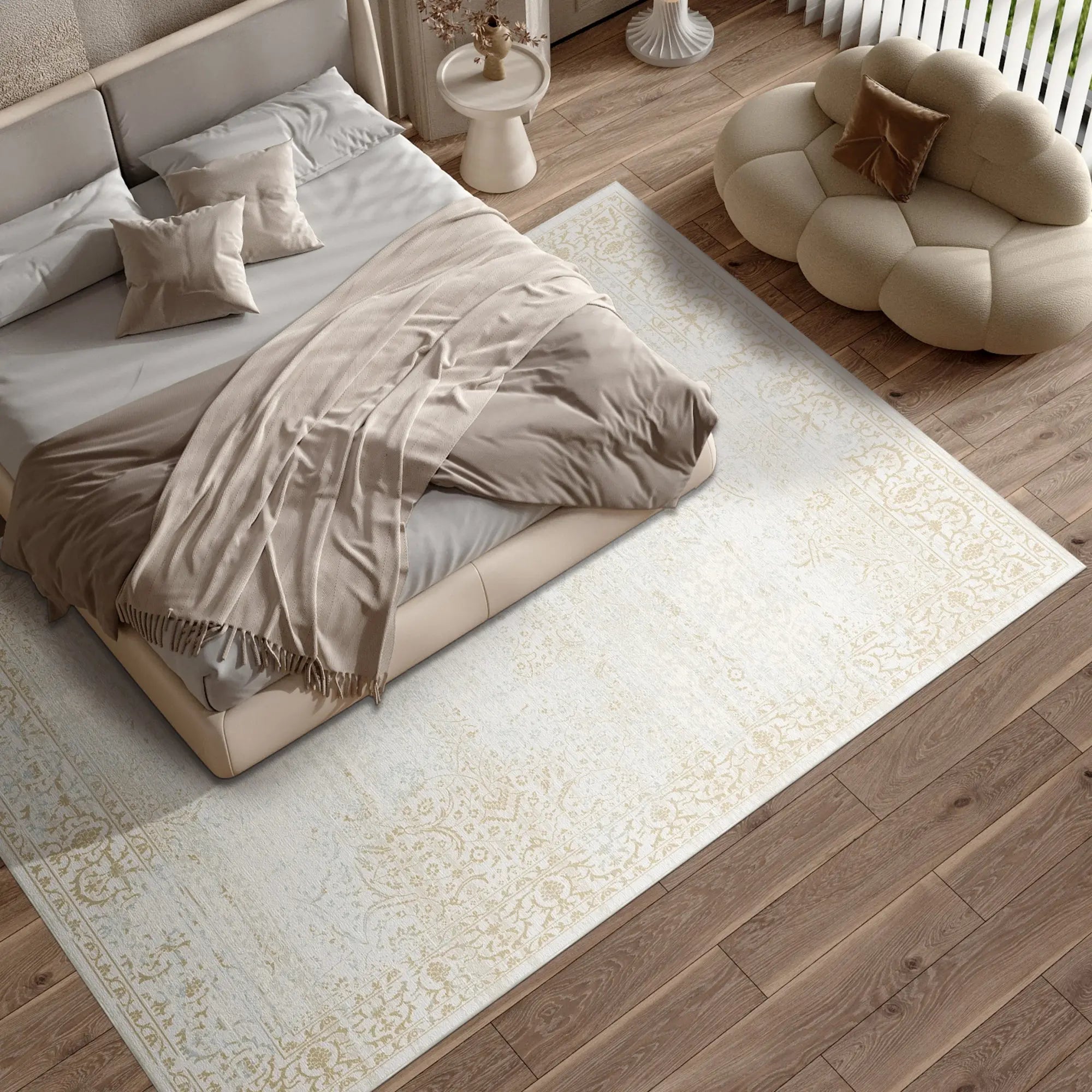 Tappeto Beige Villa Dorata Anticato