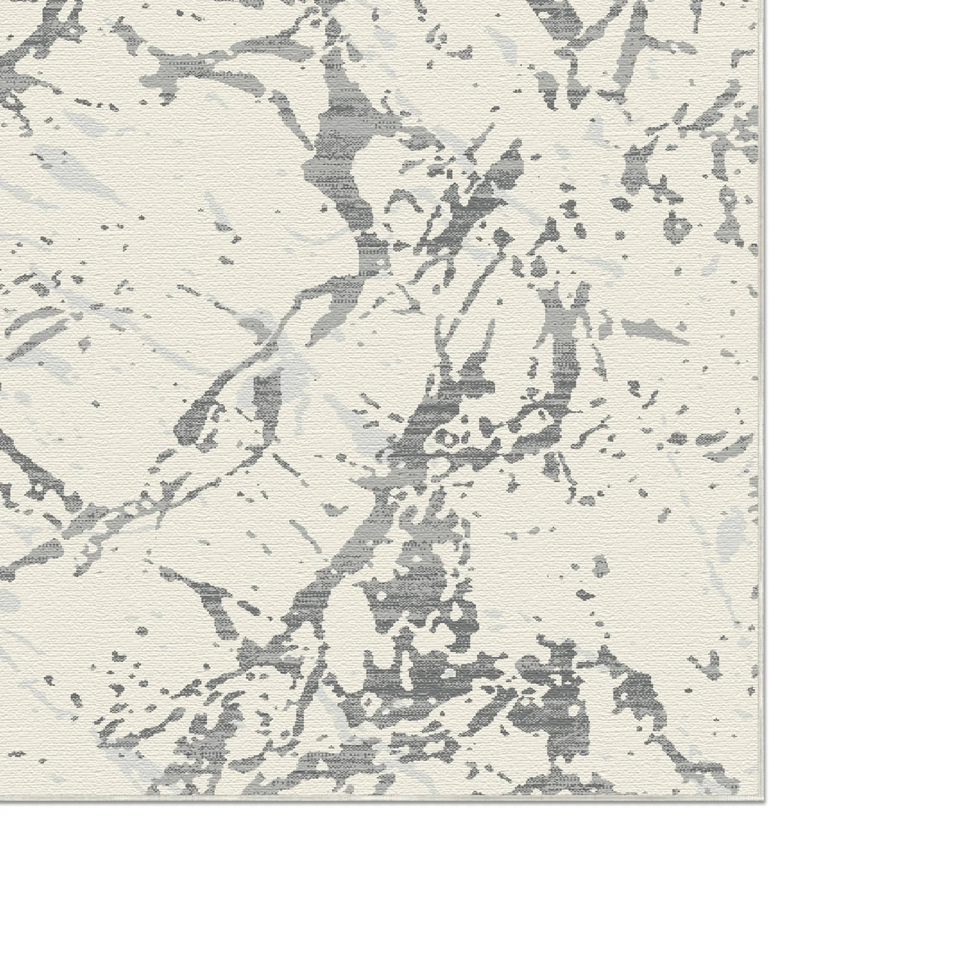 Pewter Frost Washable Gray Marble Rug