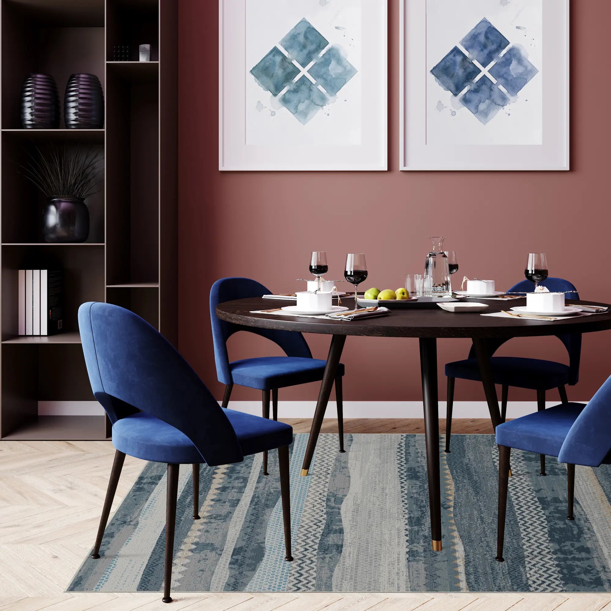 Tappeto Tribale Orizzonte Nomade Indaco