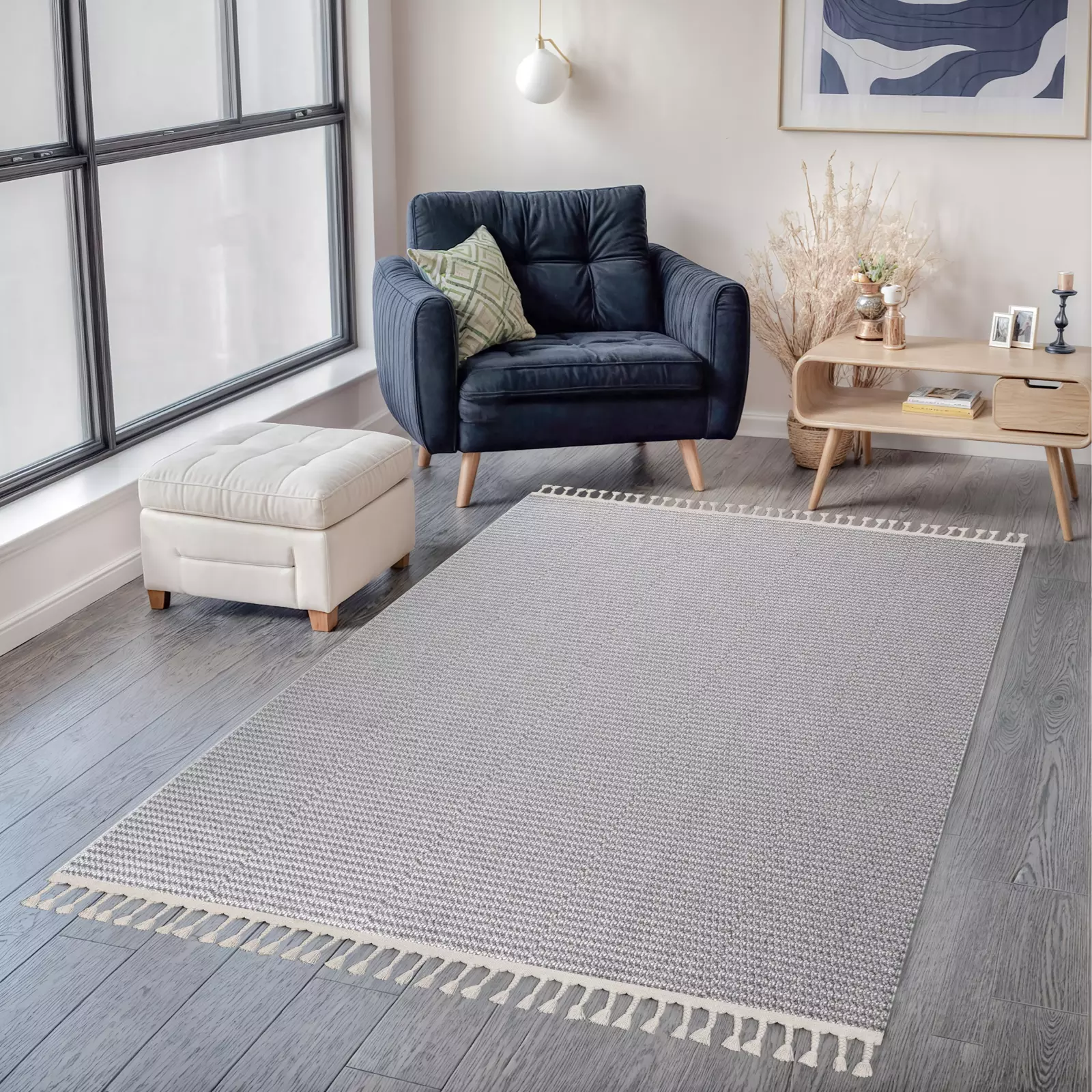 Touch of Lines Gray Soft Weave - Bella Rugs