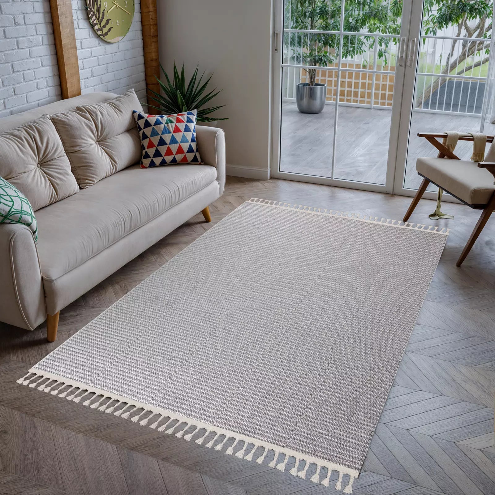 Touch of Lines Gray Soft Weave - Bella Rugs