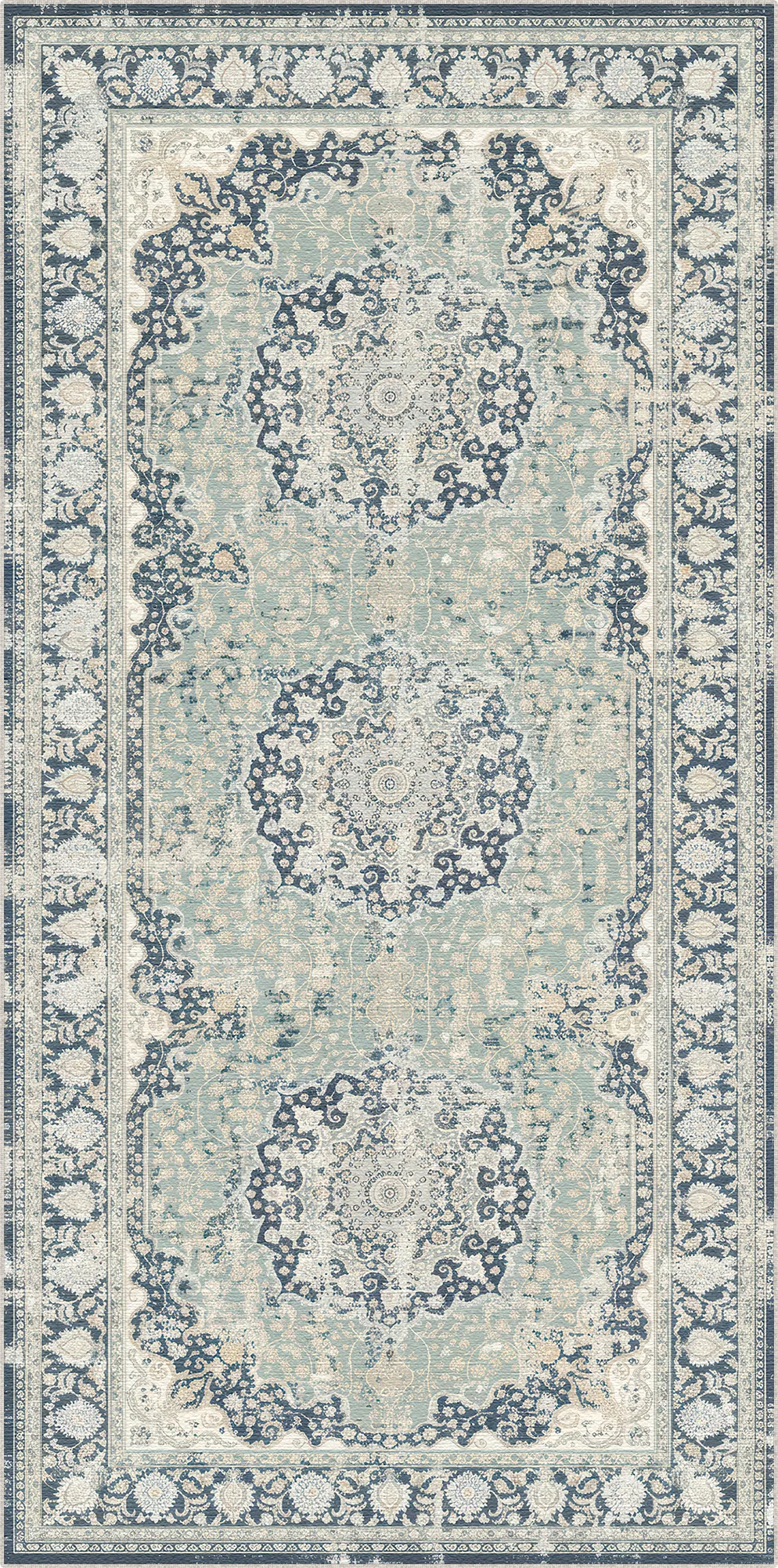 Tappeto Vintage Blu Navy Salvia