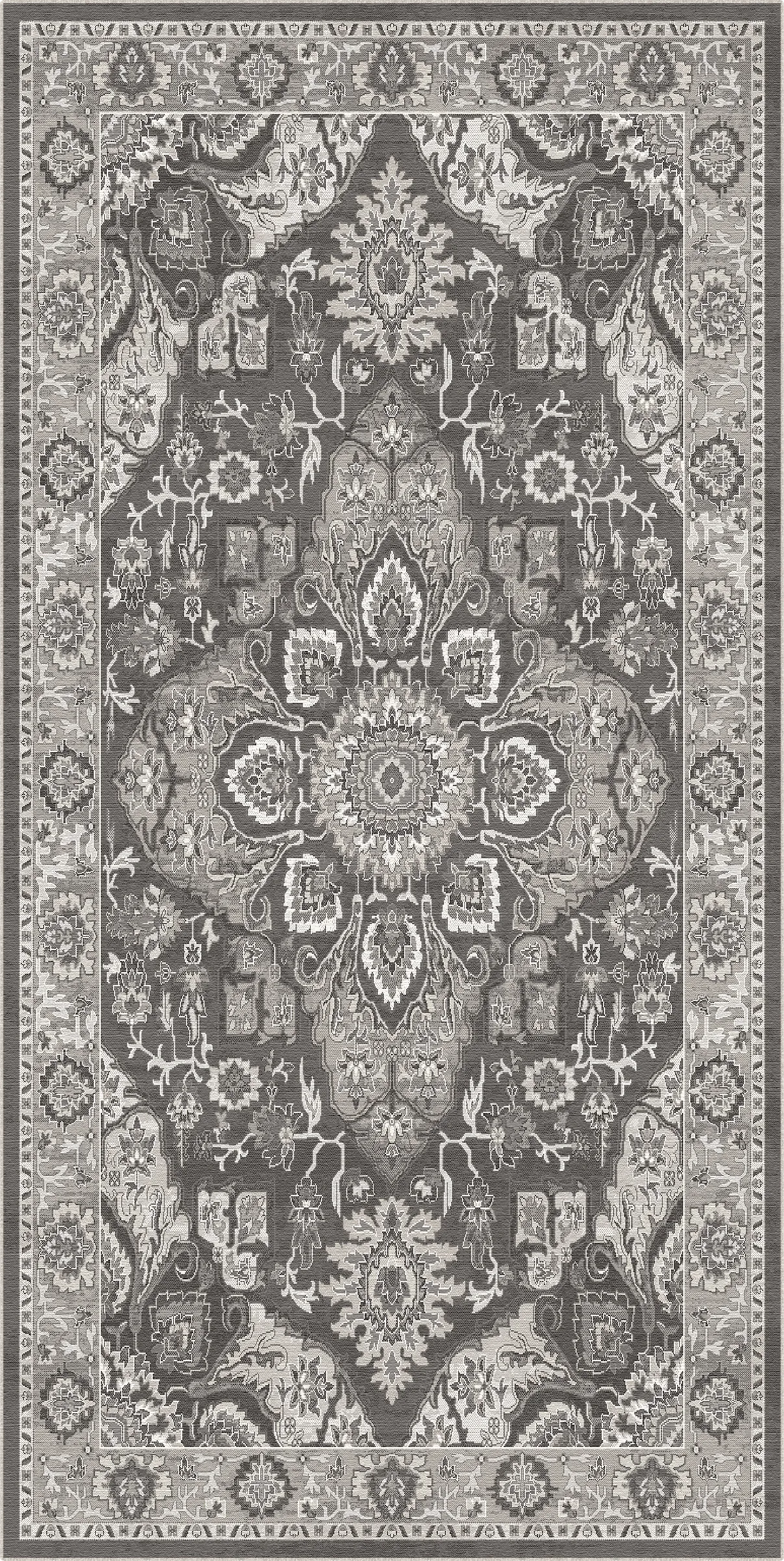 Tappeto Regency Medaglione Ornato Grigio Carbone