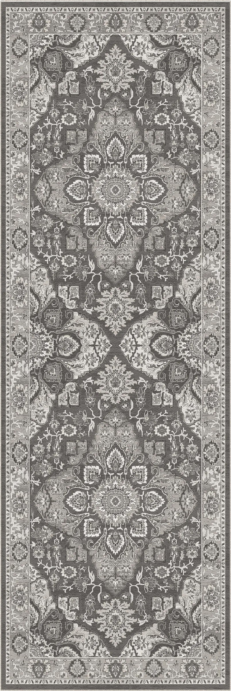 Tappeto Regency Medaglione Ornato Grigio Carbone